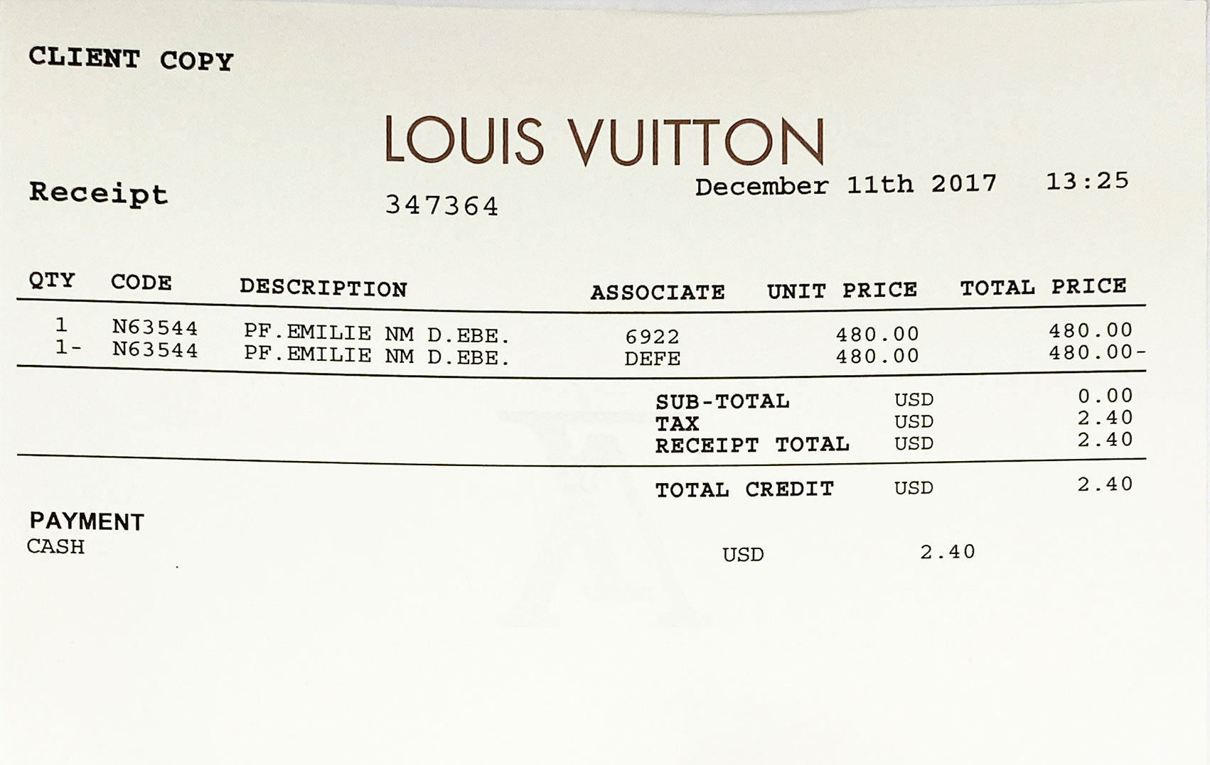 Read more about the article Louis Vuitton Receipt #347364