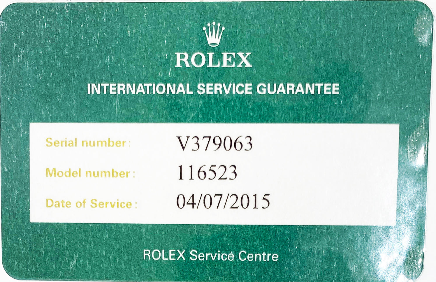 Read more about the article Rolex Ref #116523 Serial #V379063