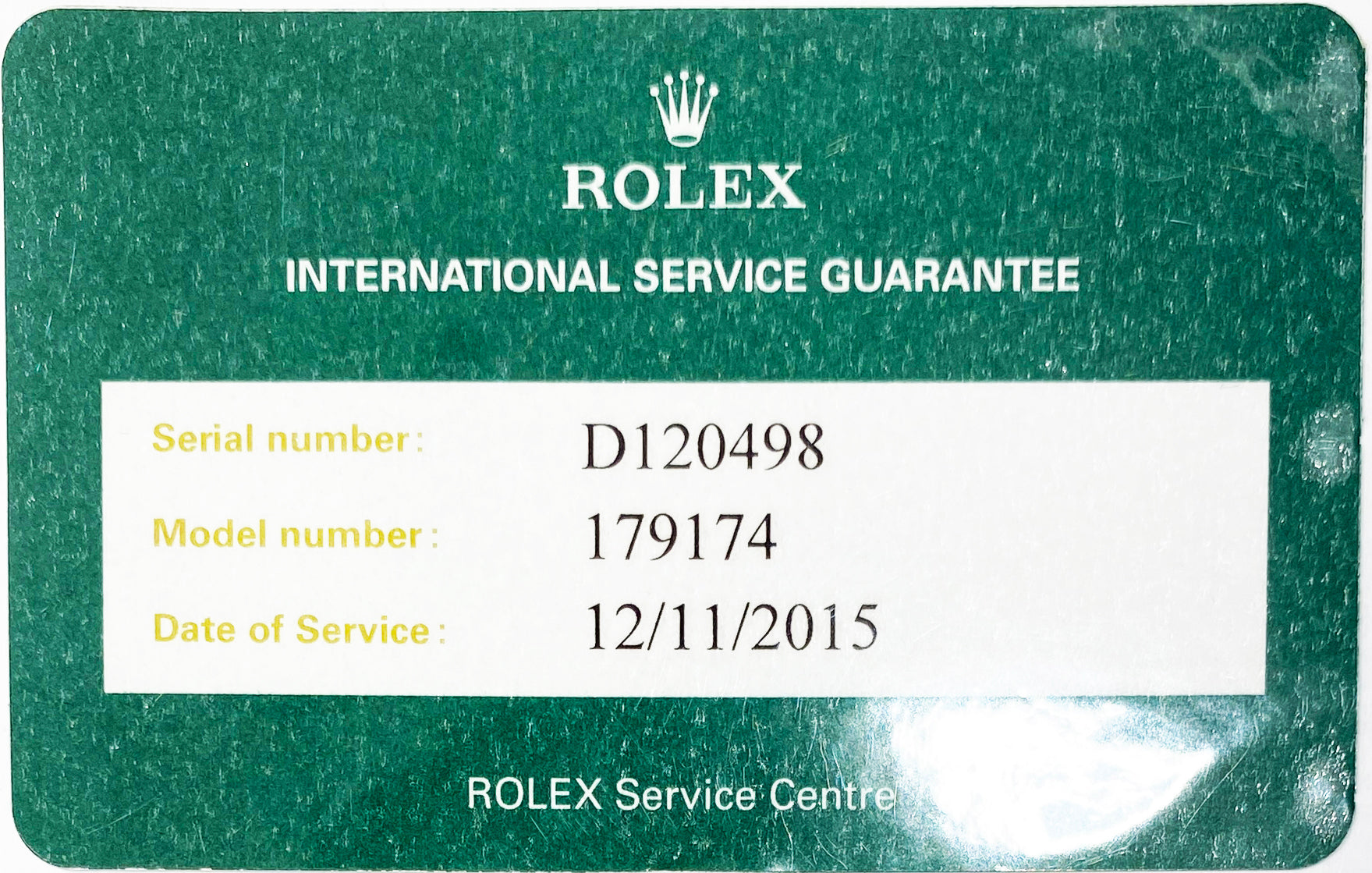 Read more about the article Rolex Ref #179174 Serial #D120498