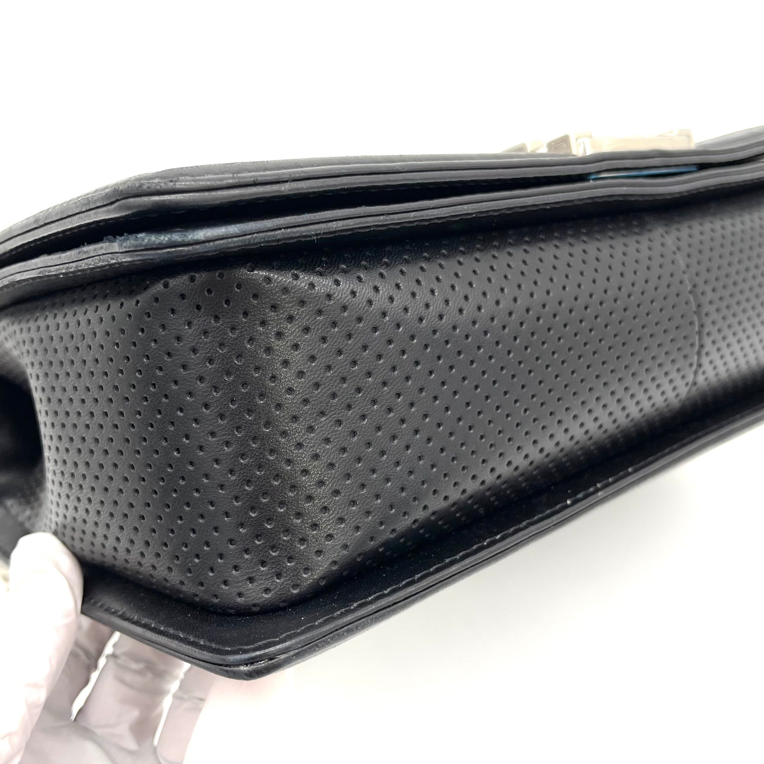 CHANEL Perforated Lambskin Quilted New Medium Boy Flap Black 2014