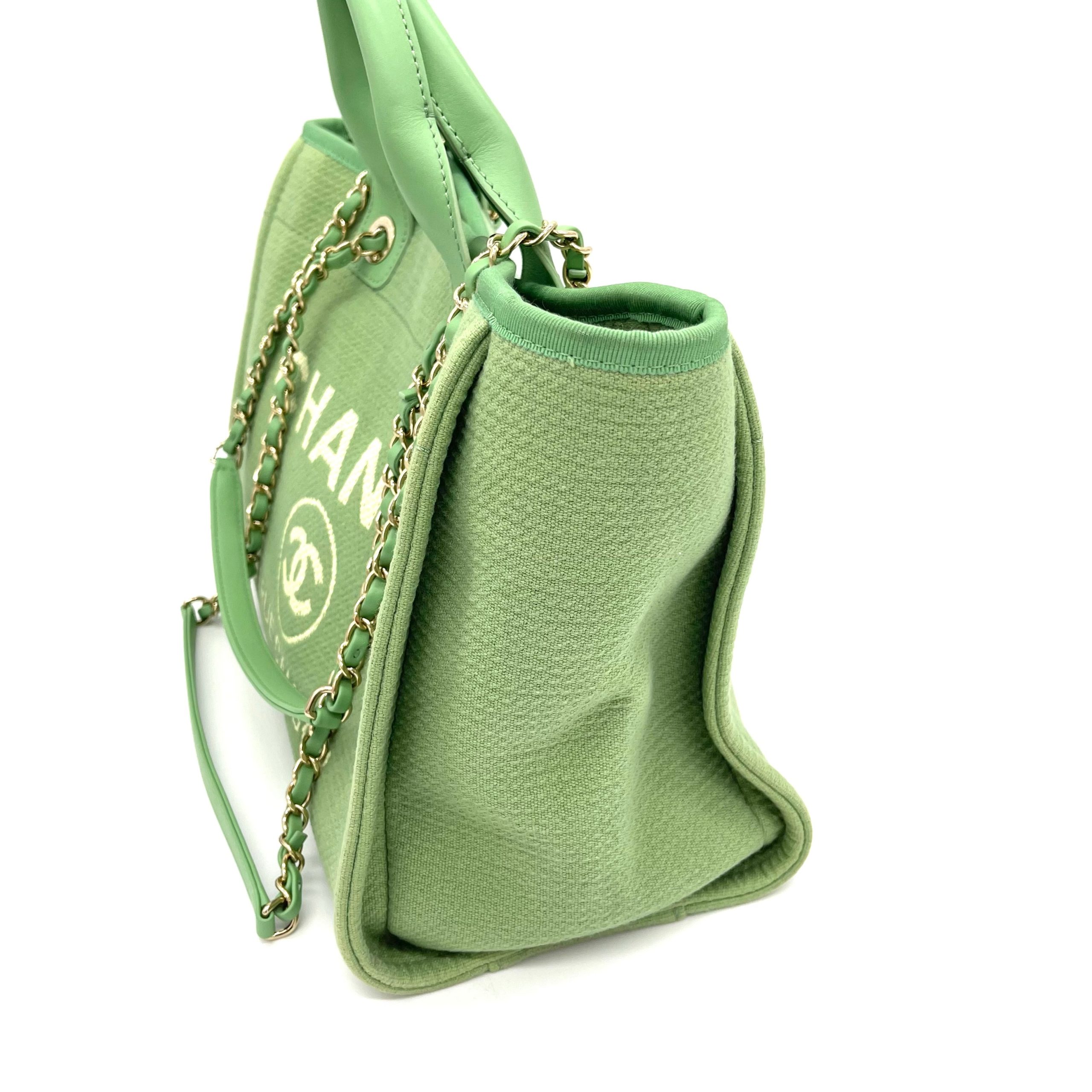 CHANEL Mixed Fibers Small Deauville Tote Green 2023