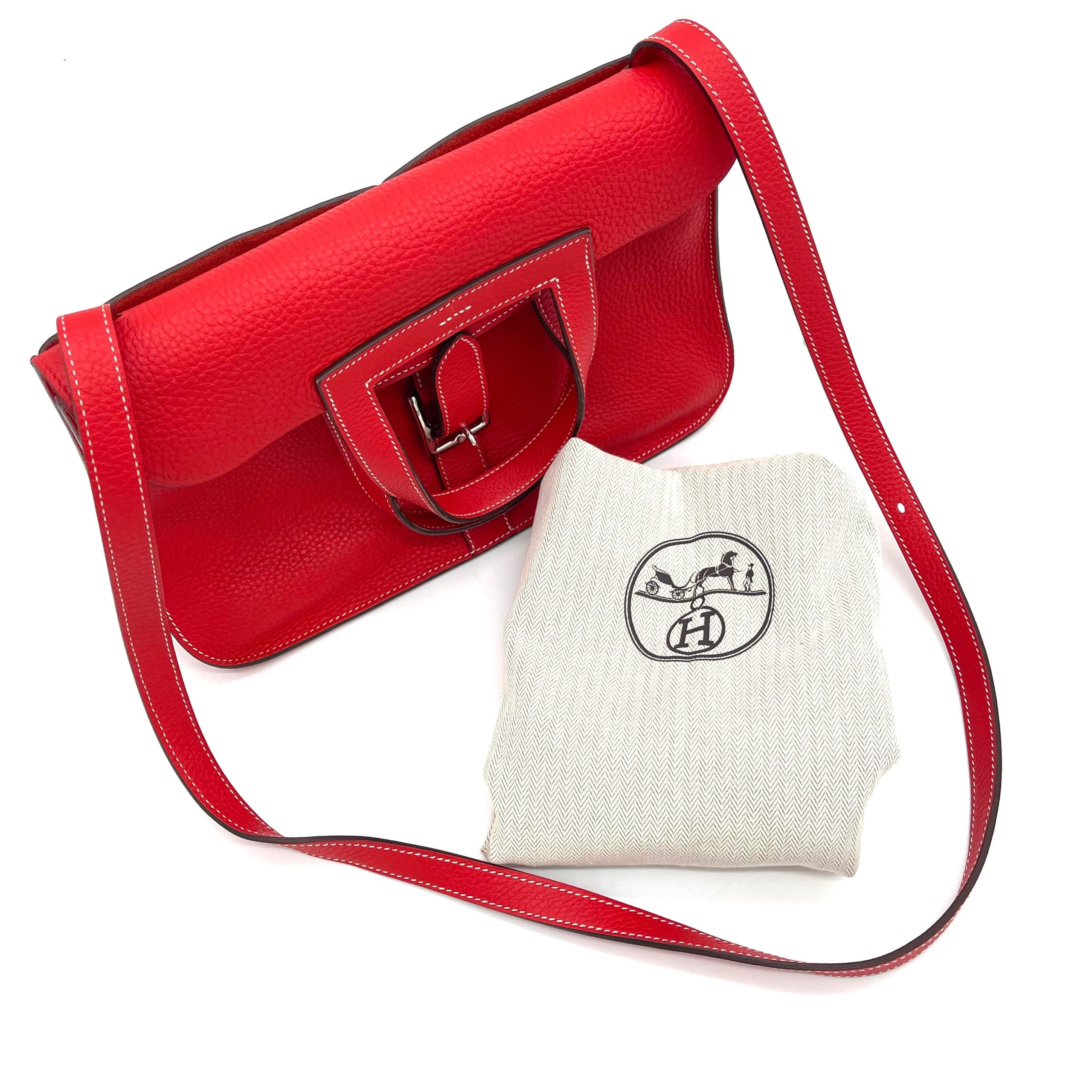 [NEW]HERMES Evercolor Halzan 25 Rouge De Coeur