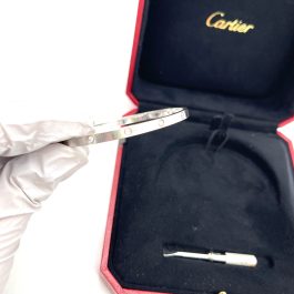 Cartier Love Bracelet, Small Model with 6 Diamonds – White Gold, Size 16