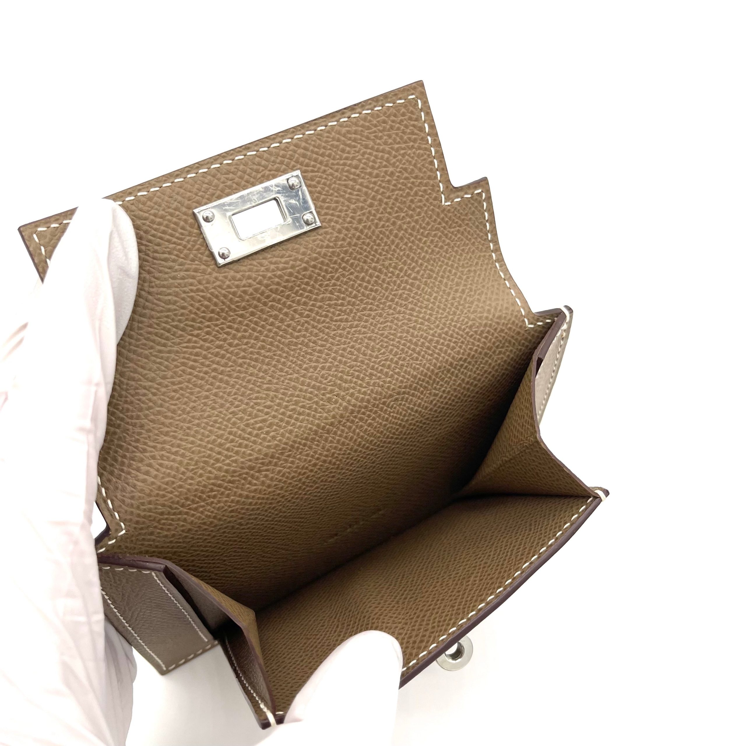 HERMES Epsom Kelly Pocket Compact Wallet Etoupe