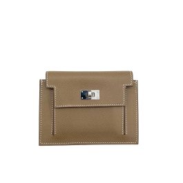 HERMES Epsom Kelly Pocket Compact Wallet Etoupe