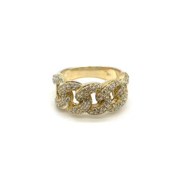 14k Gold Cuban Link Diamond Ring