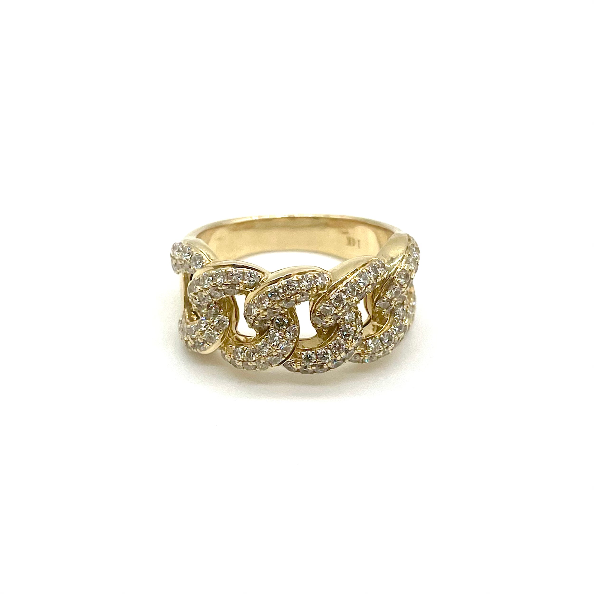 14k Gold Cuban Link Diamond Ring