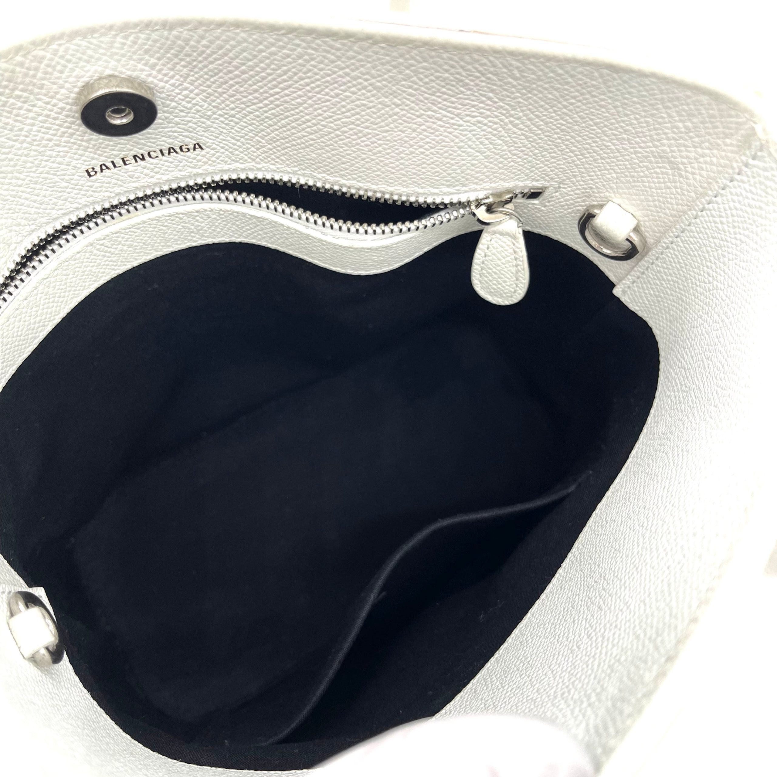 BALENCIAGA Logo Ville Tote Leather XXS White