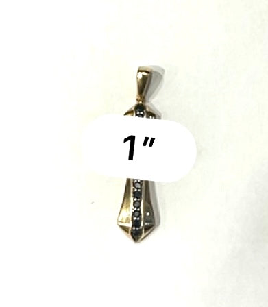 14k Yellow Gold Black & White Diamond Cross Pendant