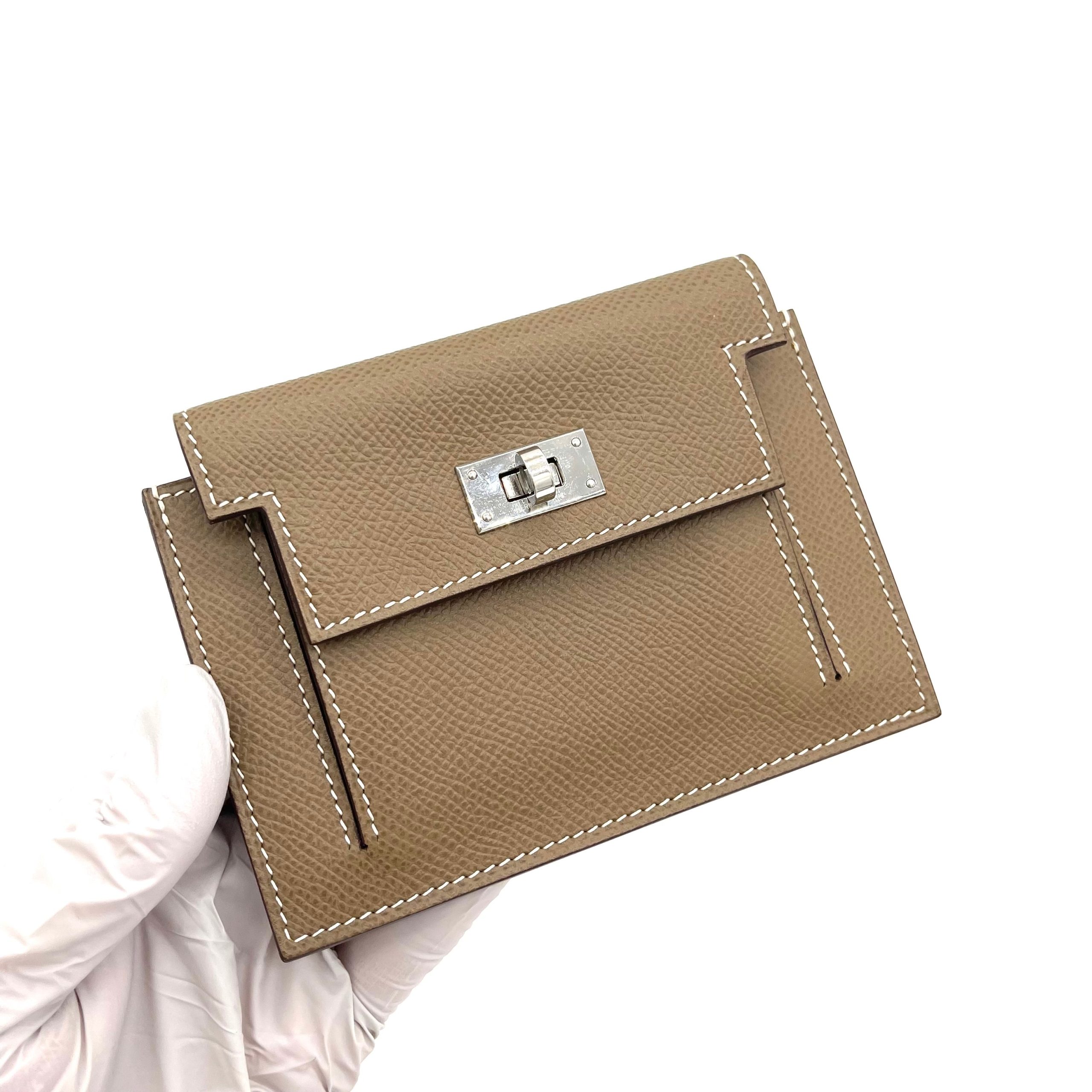 HERMES Epsom Kelly Pocket Compact Wallet Etoupe
