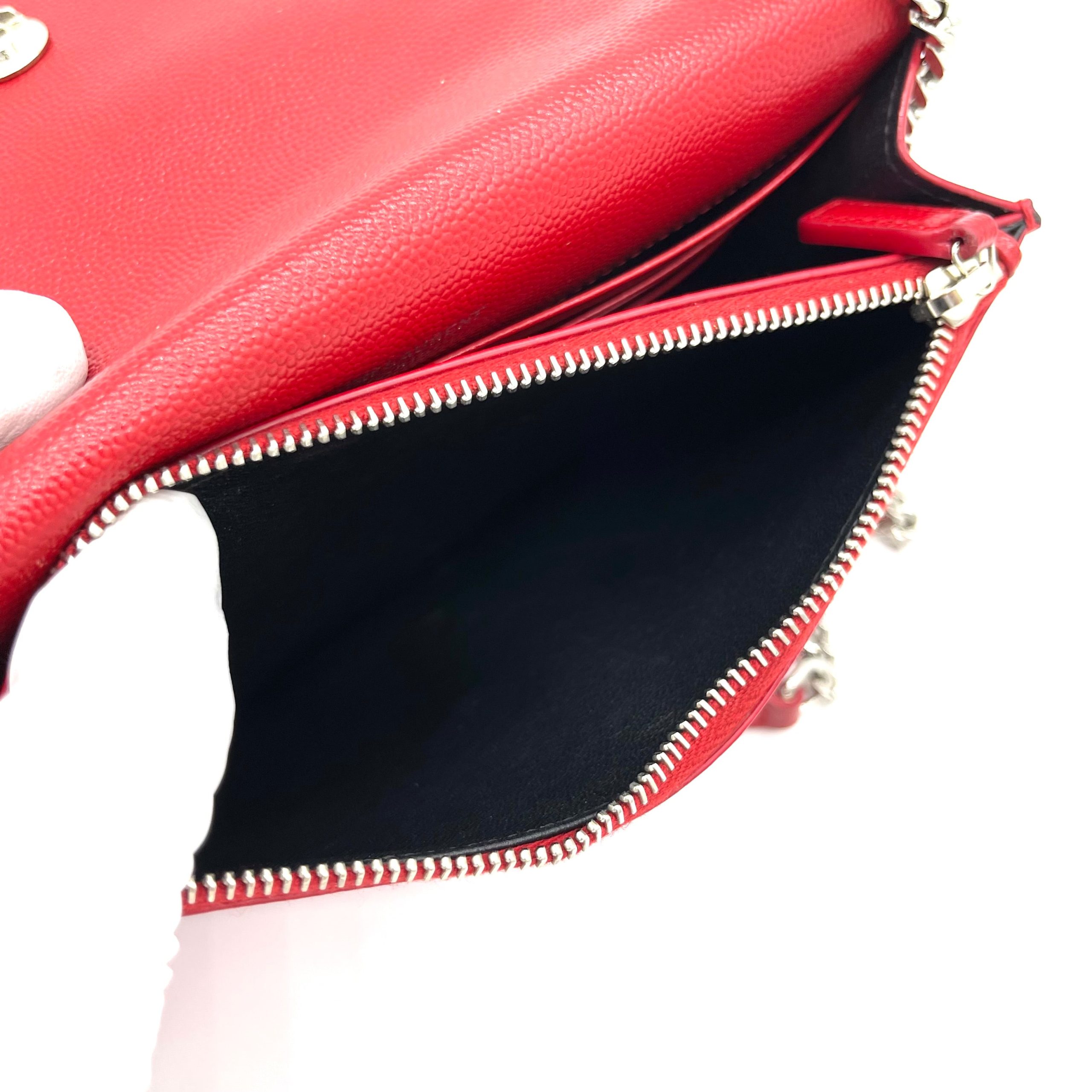 SAINT LAURENT Textured-Leather Small Classic Monogram Kate Tassel Satchel Red