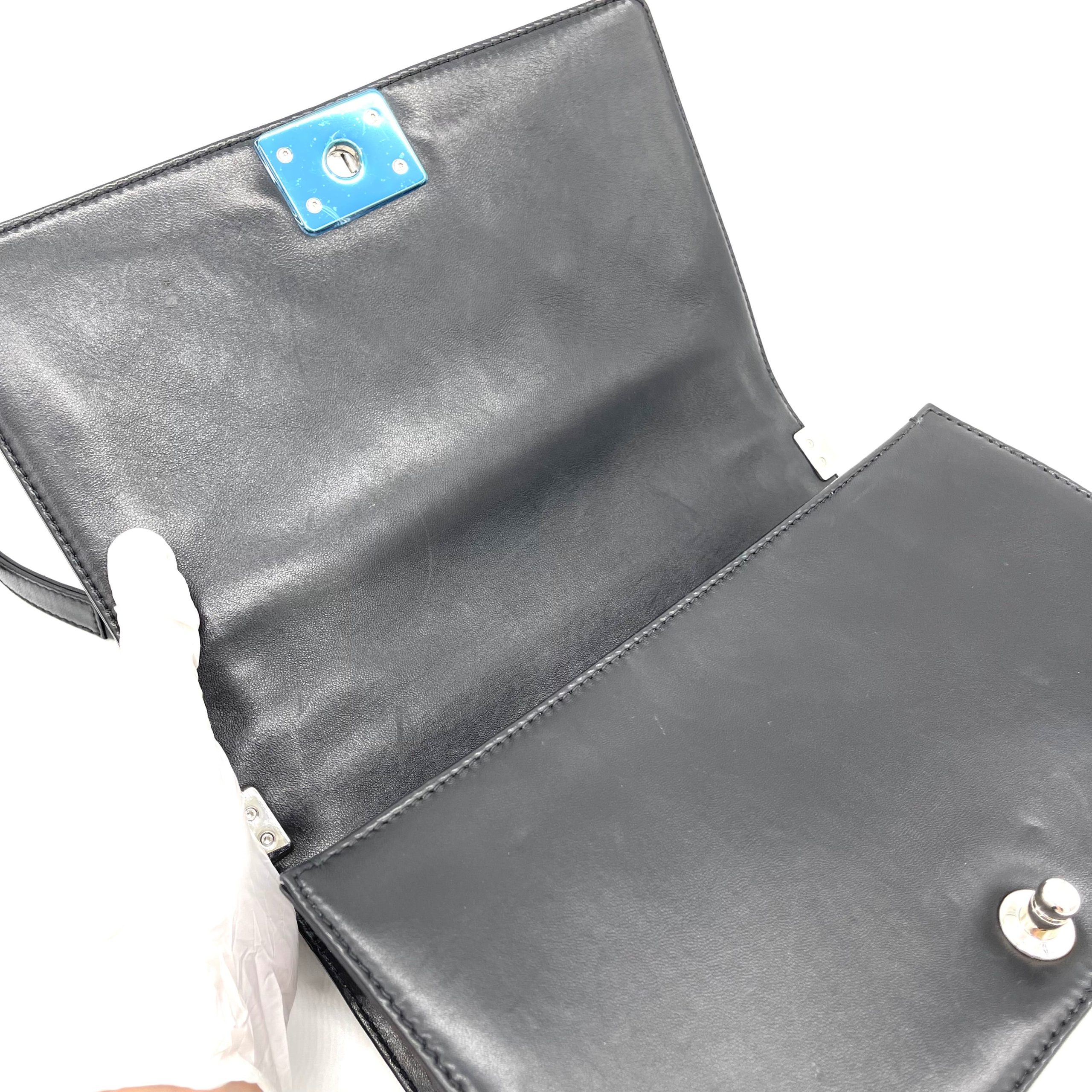 CHANEL Perforated Lambskin Quilted New Medium Boy Flap Black 2014