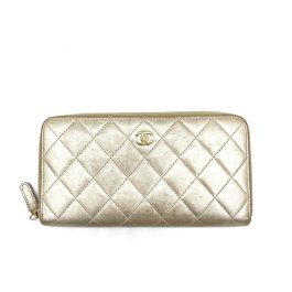 Chanel Long Zip Wallet, Gold Lambskin with Gold Hardware 2016-2017