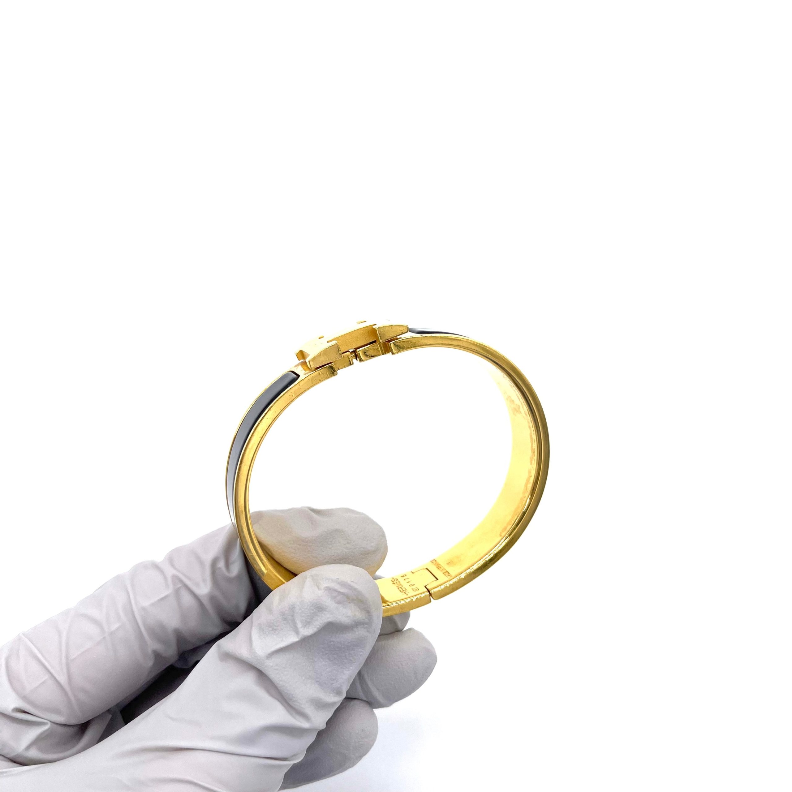 Hermès Clic H Bracelet – Black Enamel with Gold Plated Hardware
