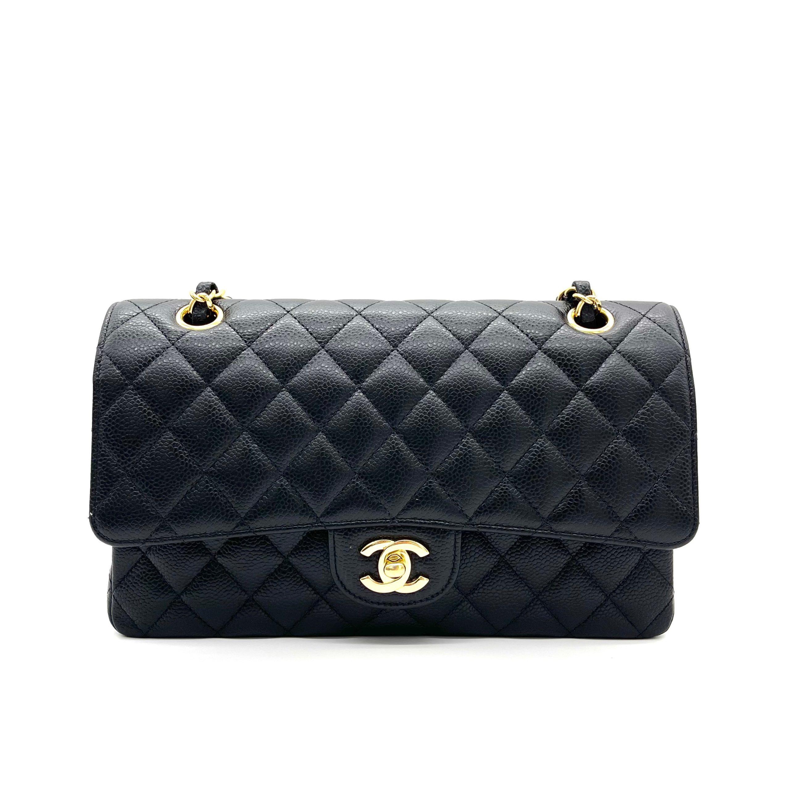 CHANEL Caviar Quilted Medium Double Flap Black
