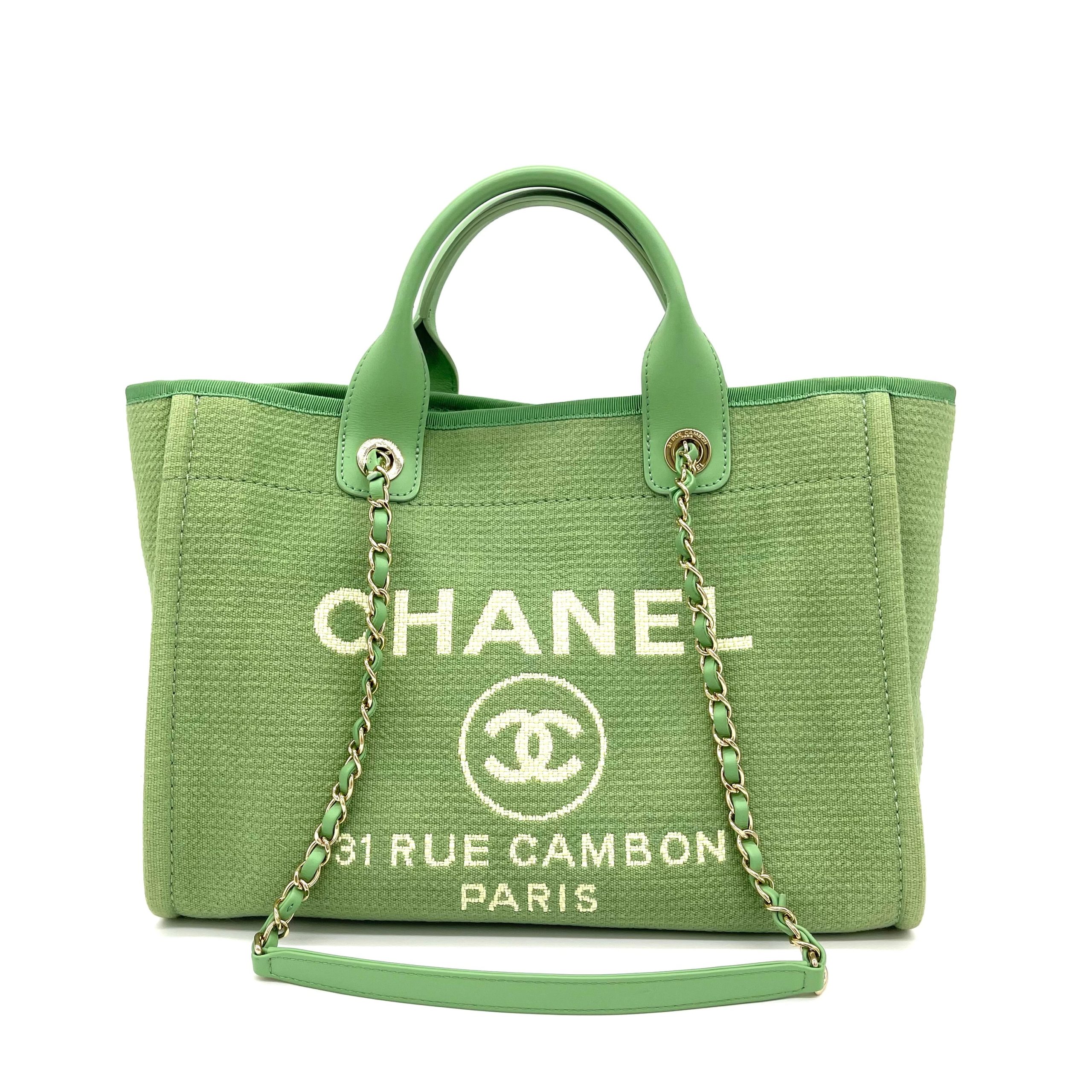 CHANEL Mixed Fibers Small Deauville Tote Green 2023