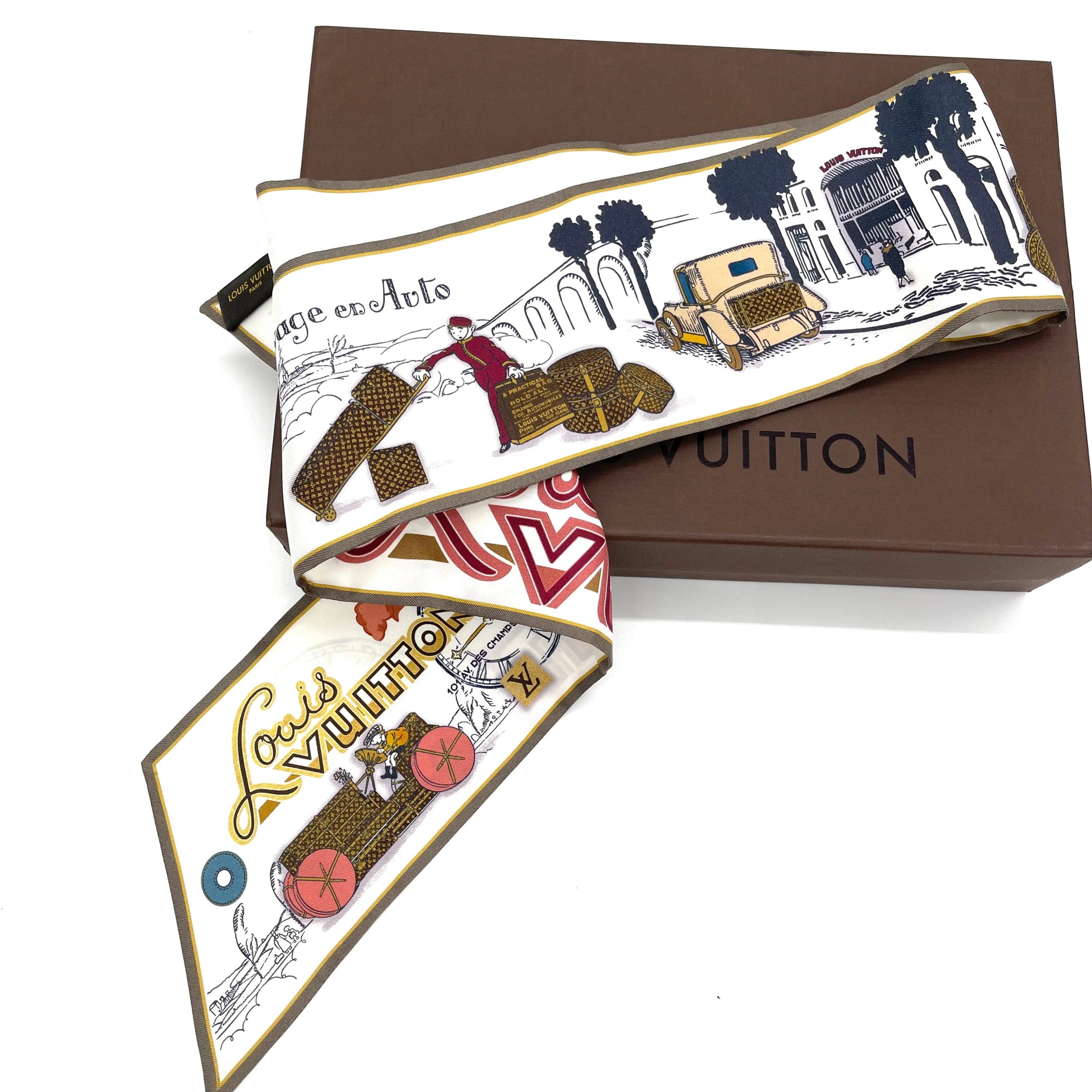 Limited Edition LOUIS VUITTON VOYAGE BANDEAU 100% Silk Scarf Bandana