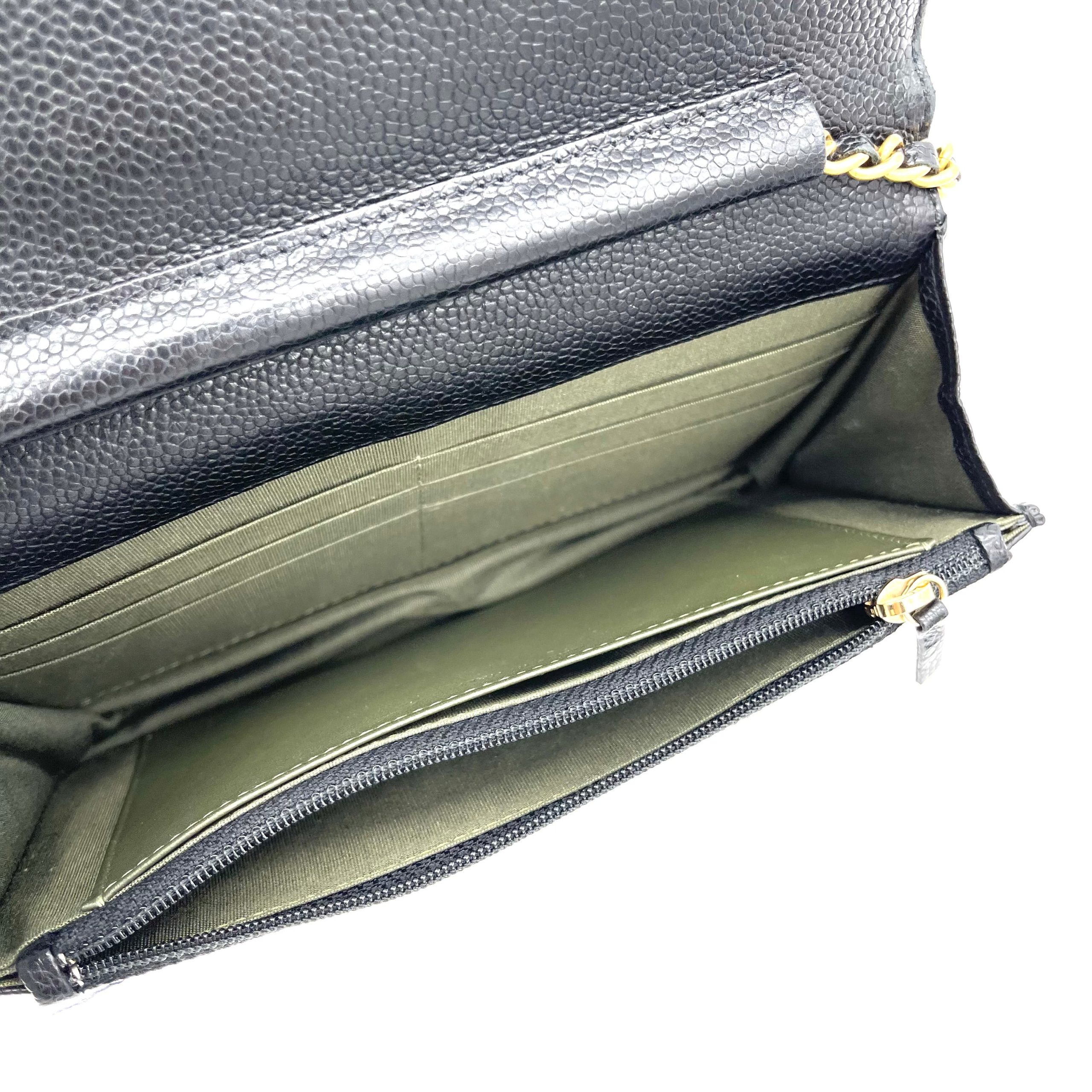 CHANEL Caviar Quilted Boy Wallet On Chain WOC Black