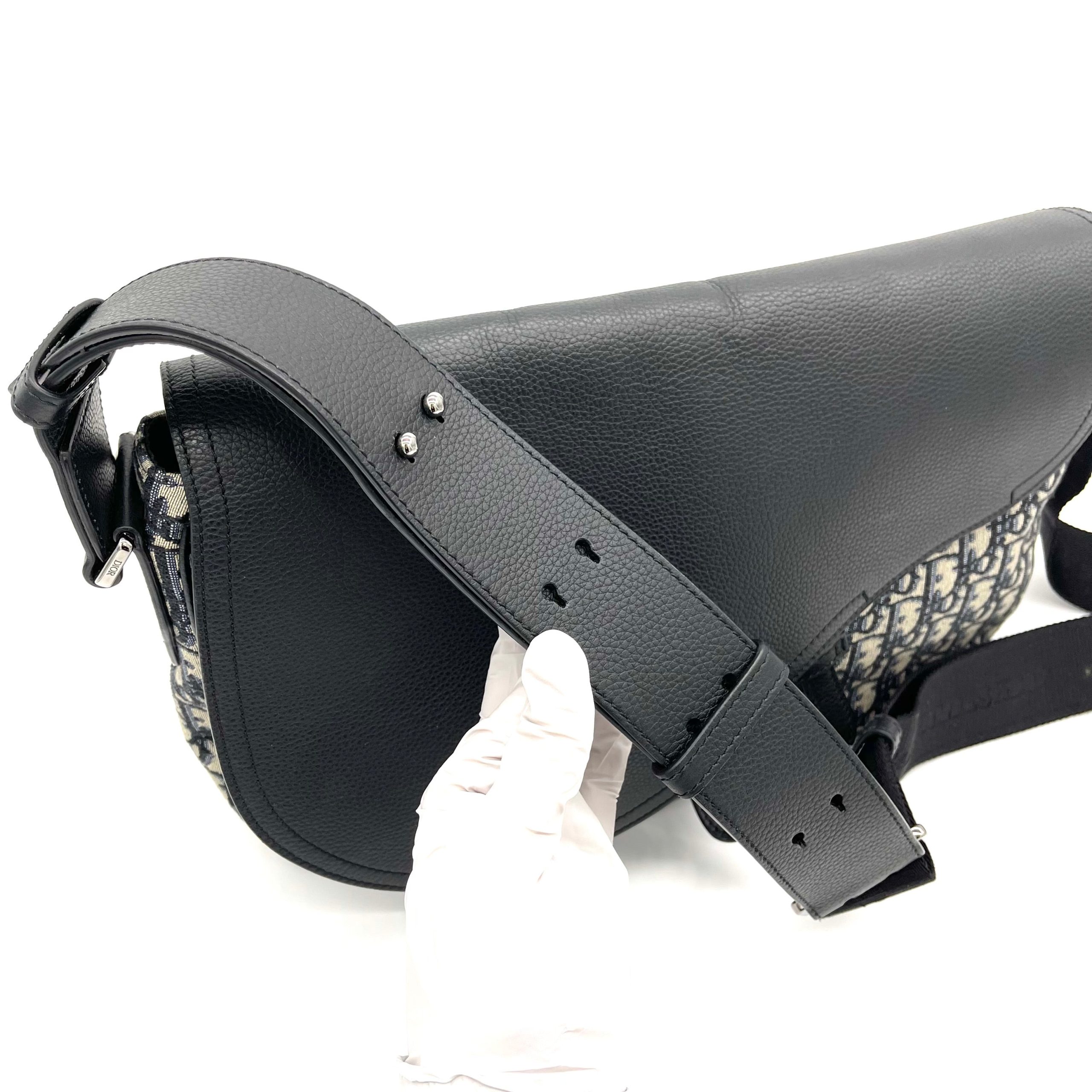 Christian Dior Saddle Flap Messenger Bag Oblique Canvas and Leather Medium