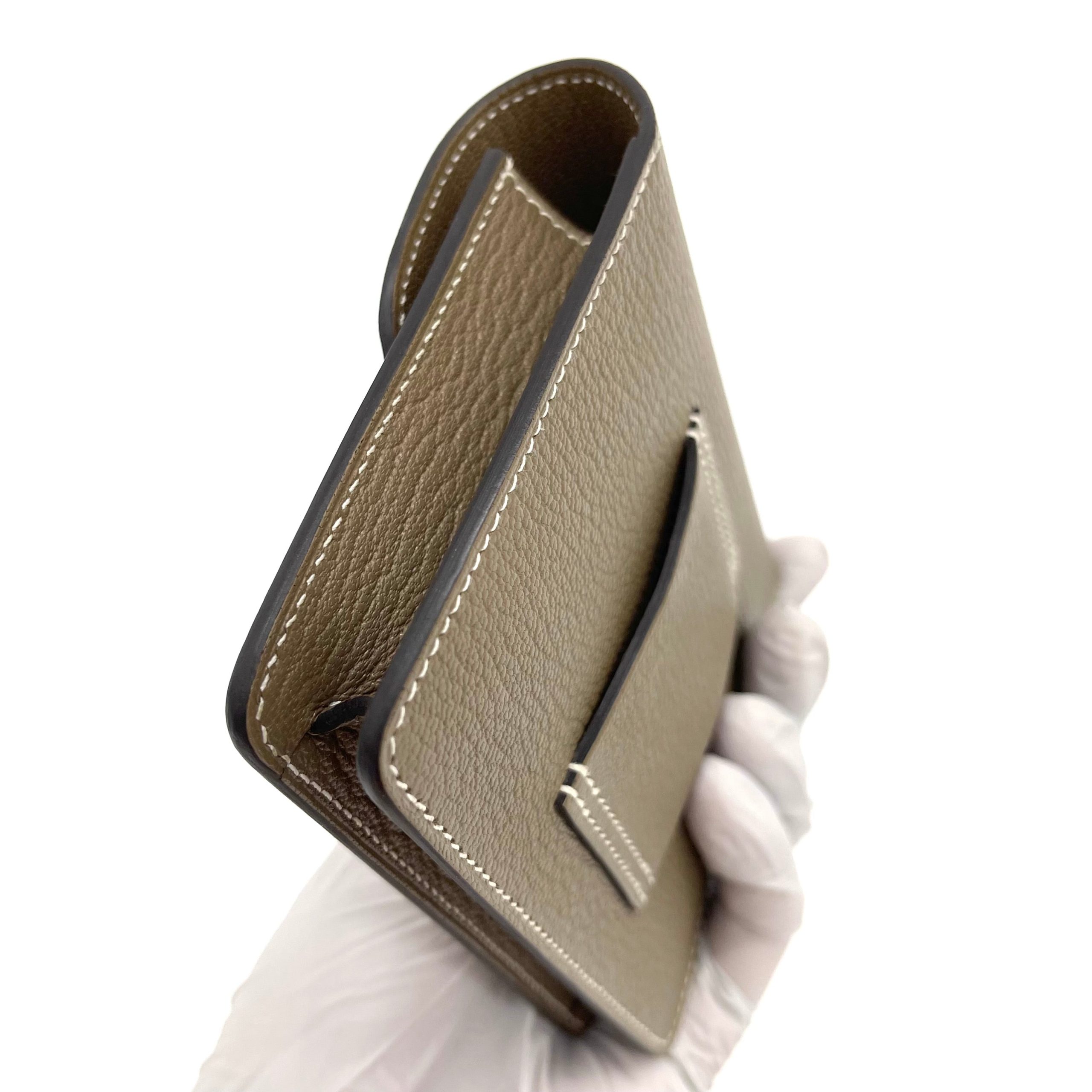 HERMES Chevre Mysore Roulis Slim Wallet Etoupe Brand New Condition Never used