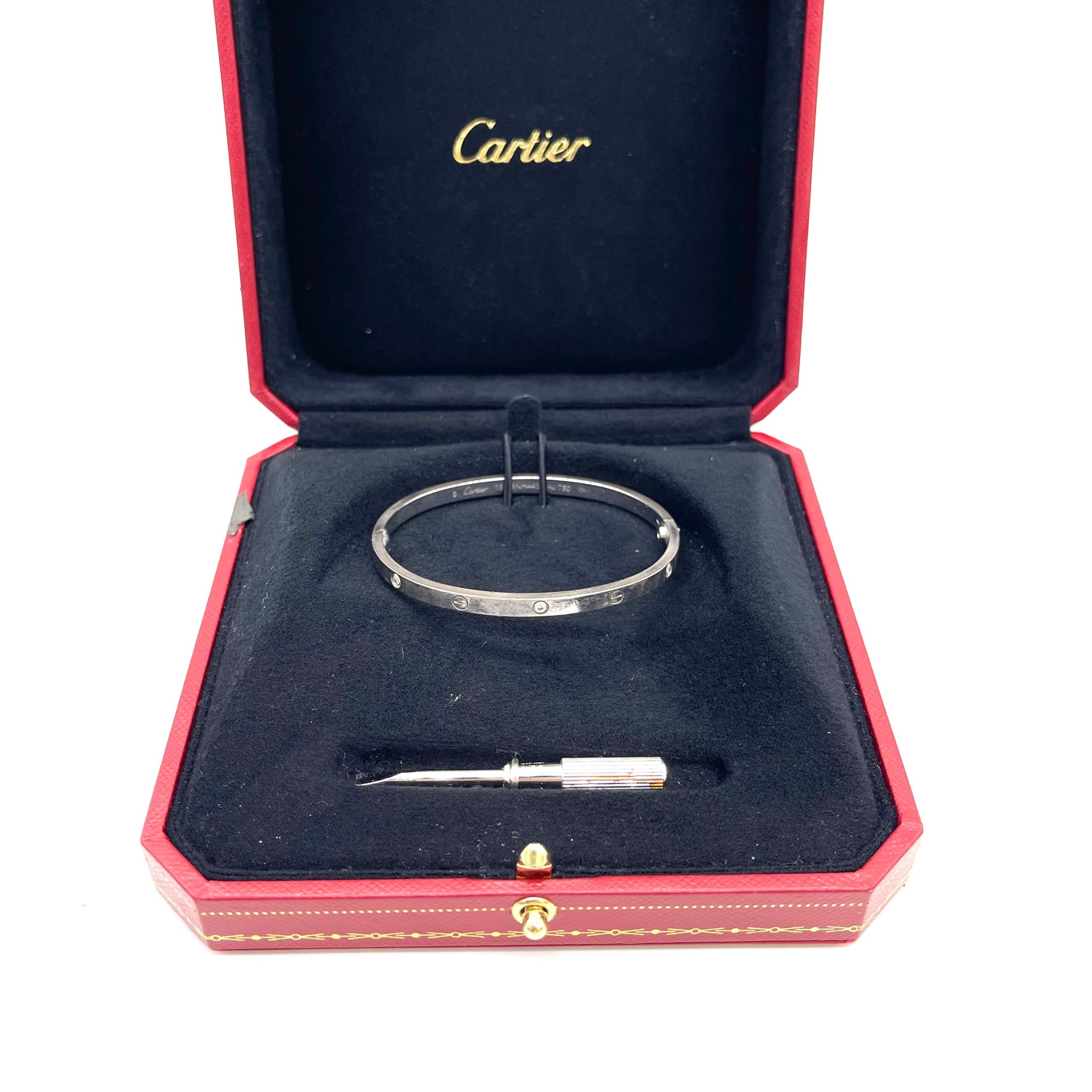 Cartier Love Bracelet, Small Model with 6 Diamonds – White Gold, Size 16