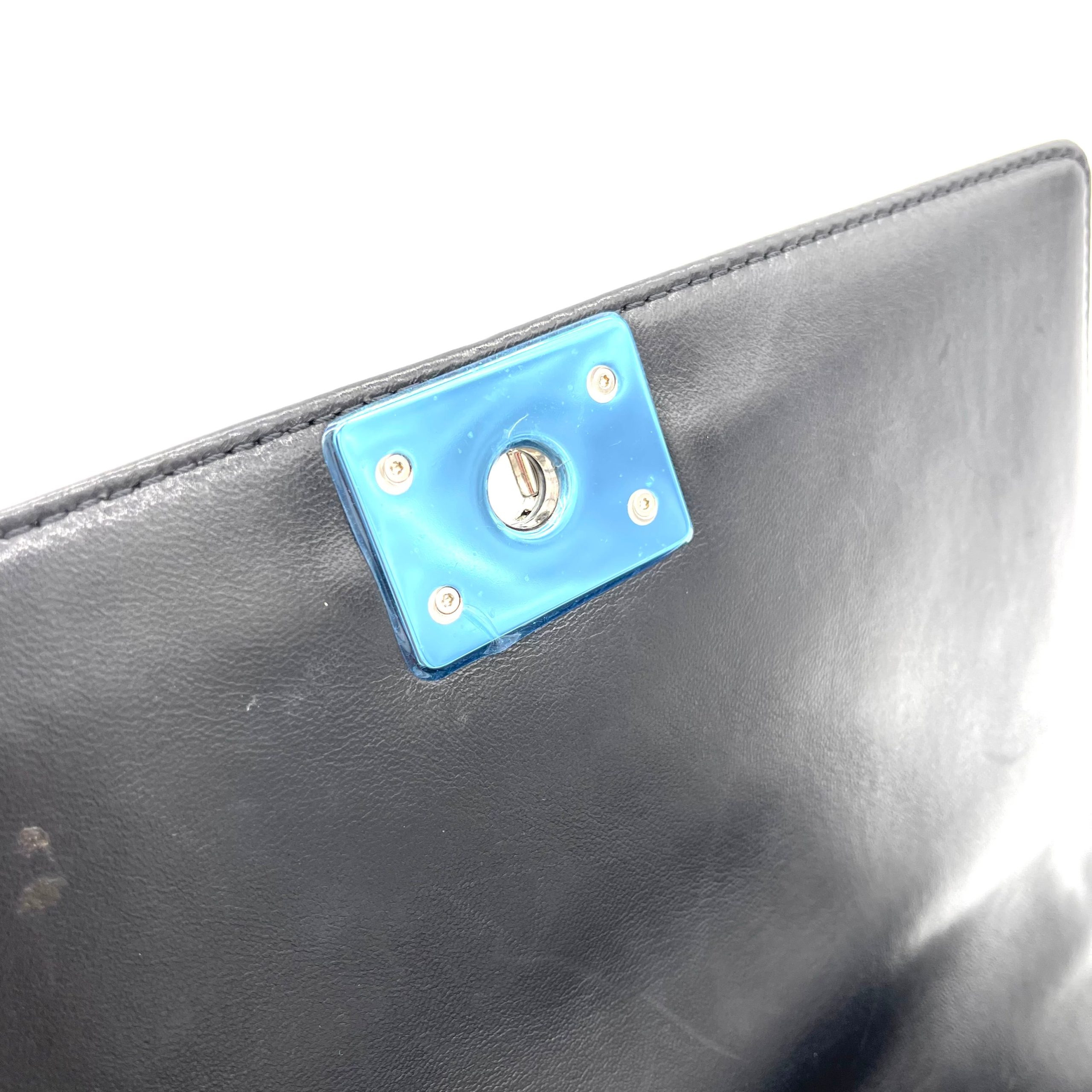 CHANEL Perforated Lambskin Quilted New Medium Boy Flap Black 2014