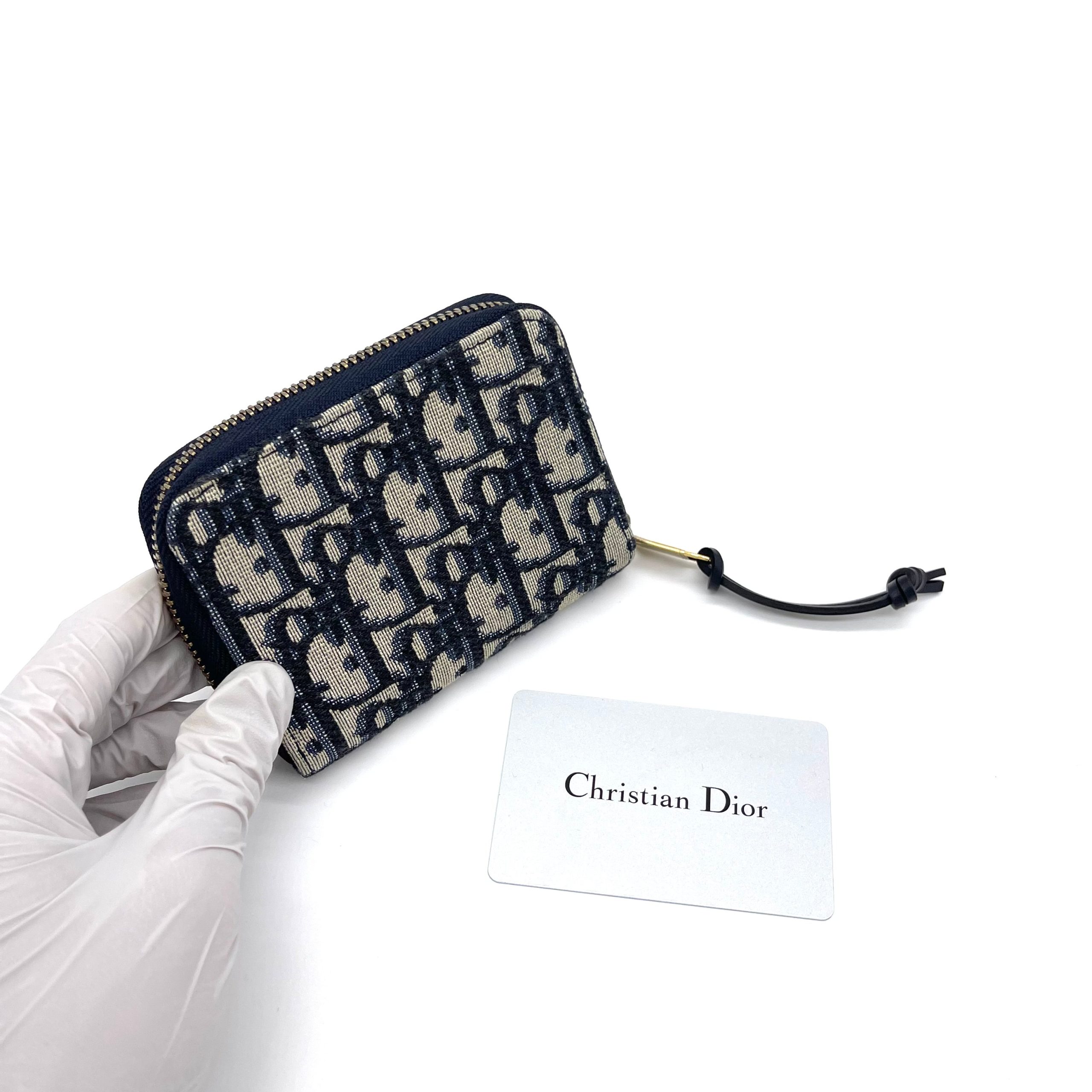 CHRISTIAN DIOR Oblique Zip Coin Pouch Blue