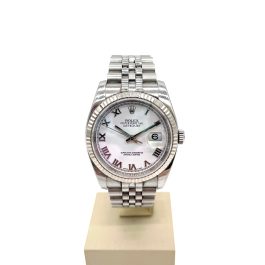 Rolex Datejust 116234 Steel & White Gold Jubilee 36mm White Roman Dial Watch