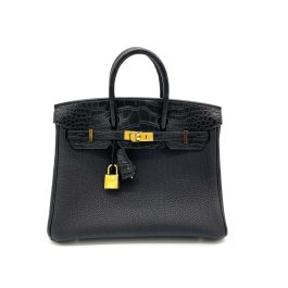 HERMES Togo Matte Alligator Birkin Touch 25 Black