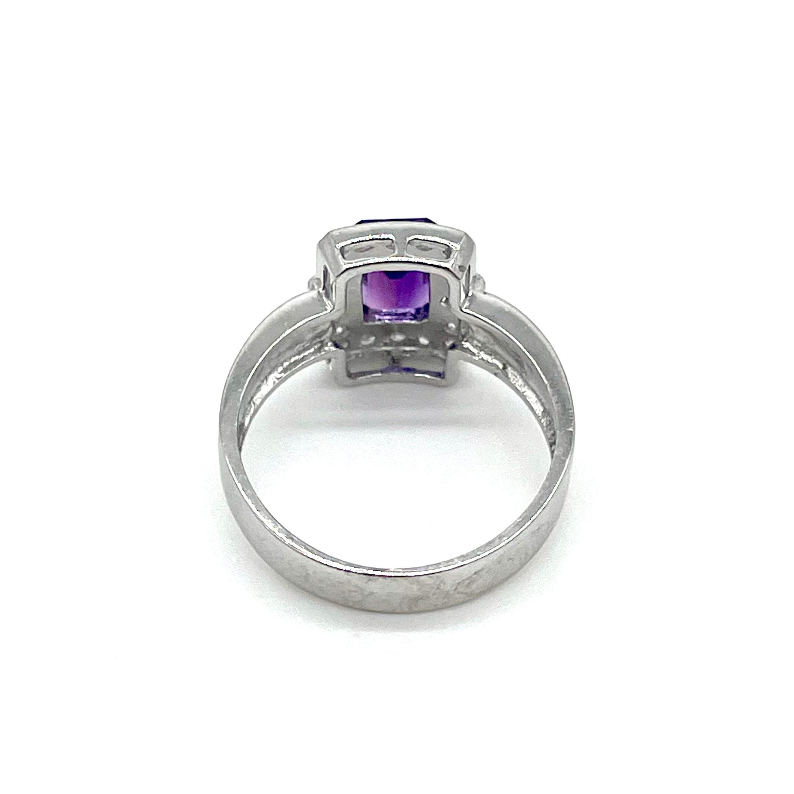14k White Gold Amethyst Ring