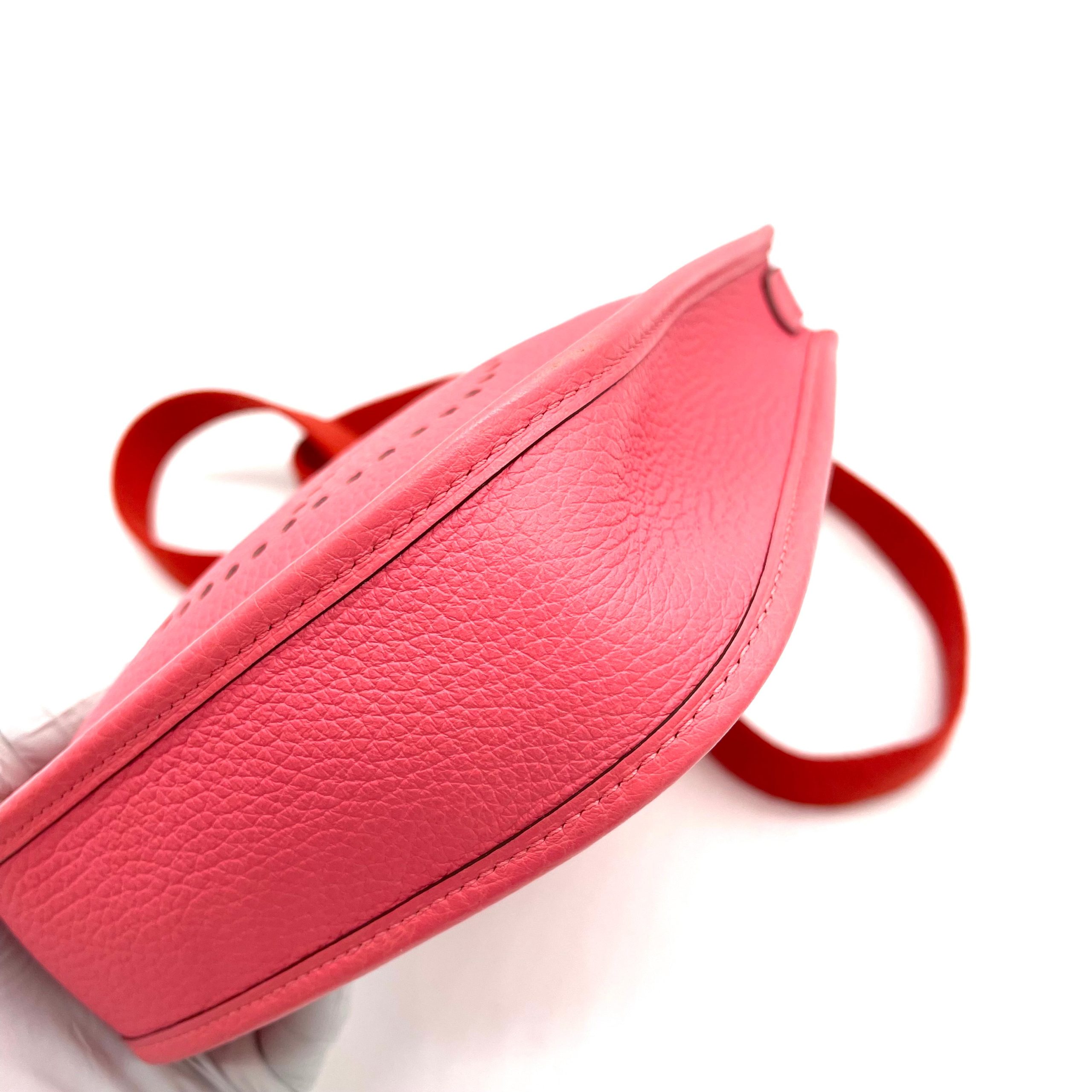 Hermès Mini Evelyne II TPM 16 Rose Azalée Clemence with Palladium Hardware