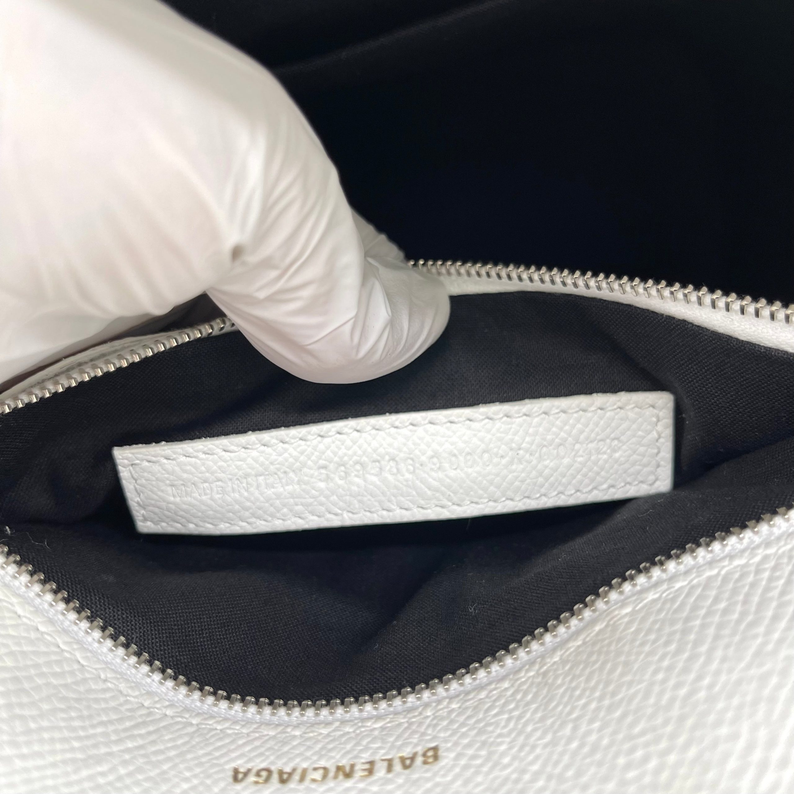 BALENCIAGA Logo Ville Tote Leather XXS White