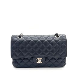 Chanel Classic Medium Double Flap Bag – Black Caviar Leather / Silver Hardware