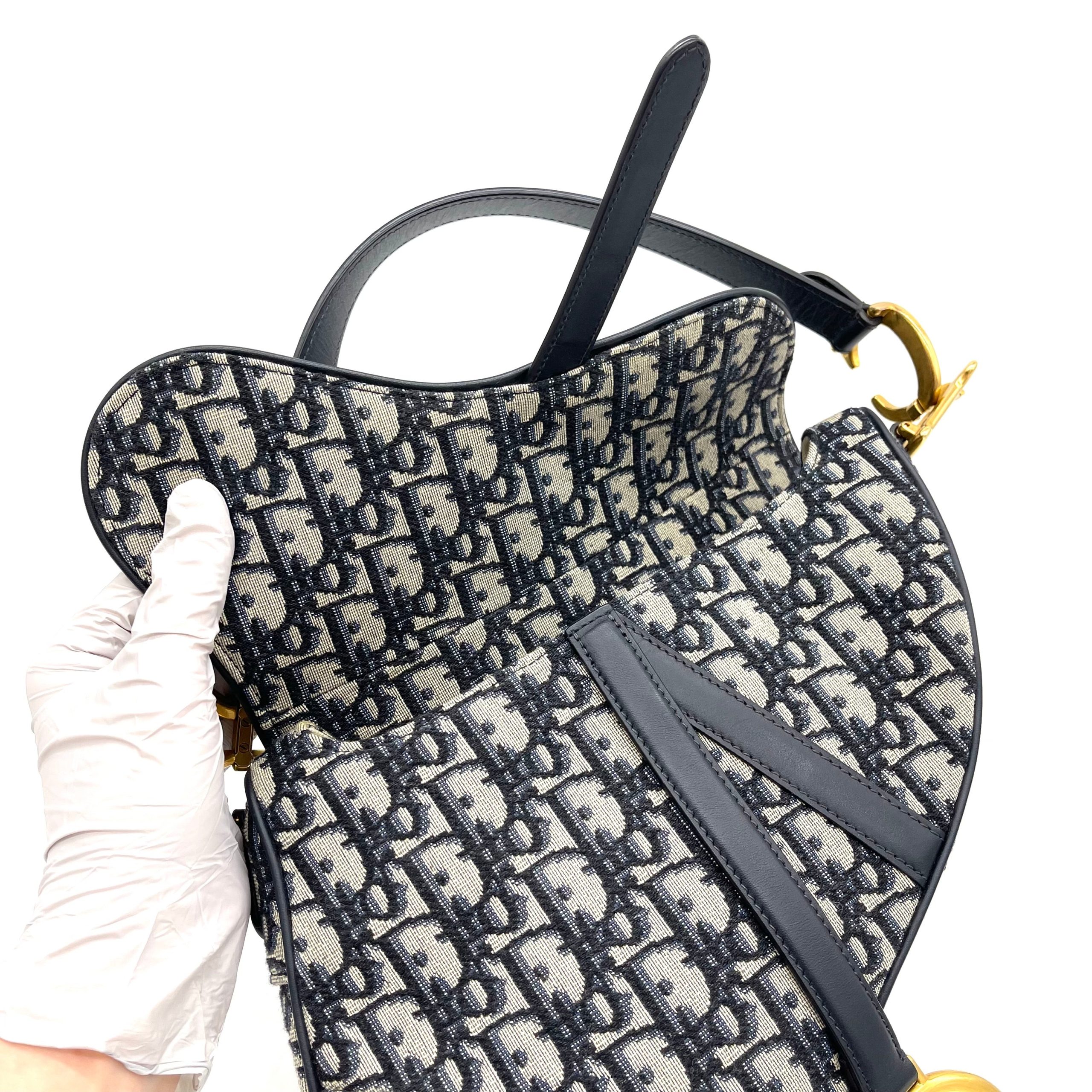 CHRISTIAN DIOR Oblique Saddle Bag Blue