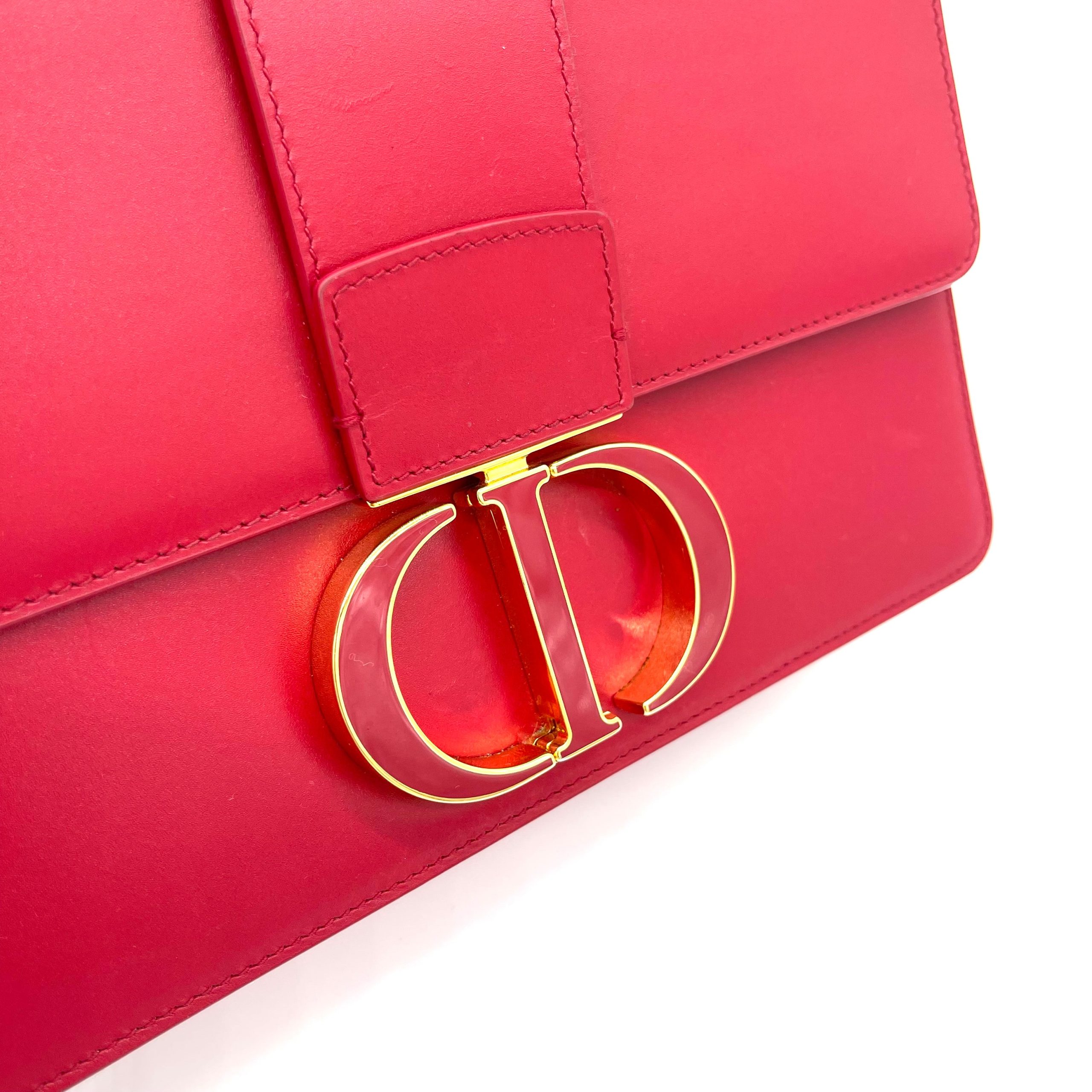 CHRISTIAN DIOR Smooth Calfskin 30 Montaigne Flap Bag Fuchsia