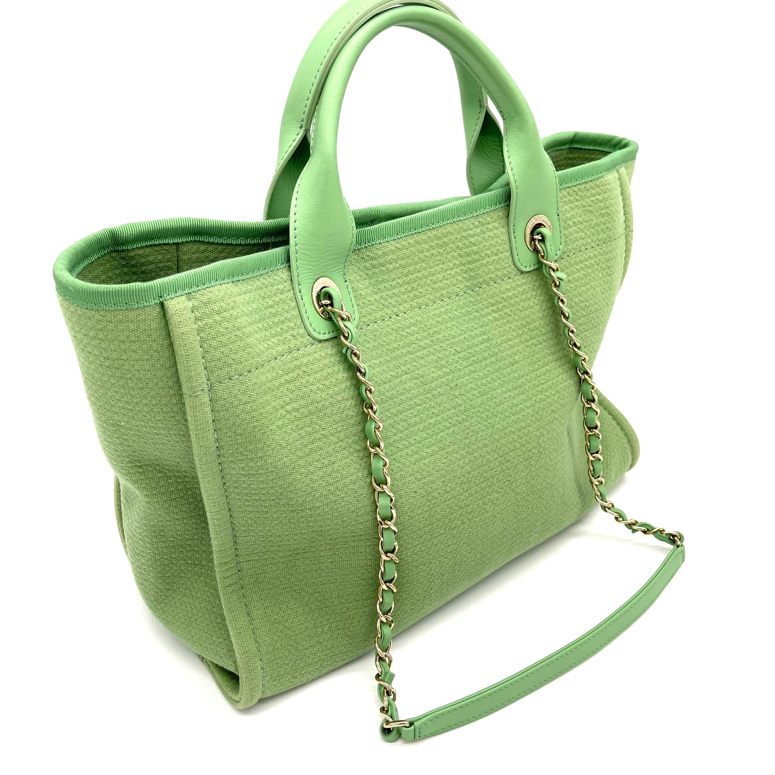 CHANEL Mixed Fibers Small Deauville Tote Green 2023