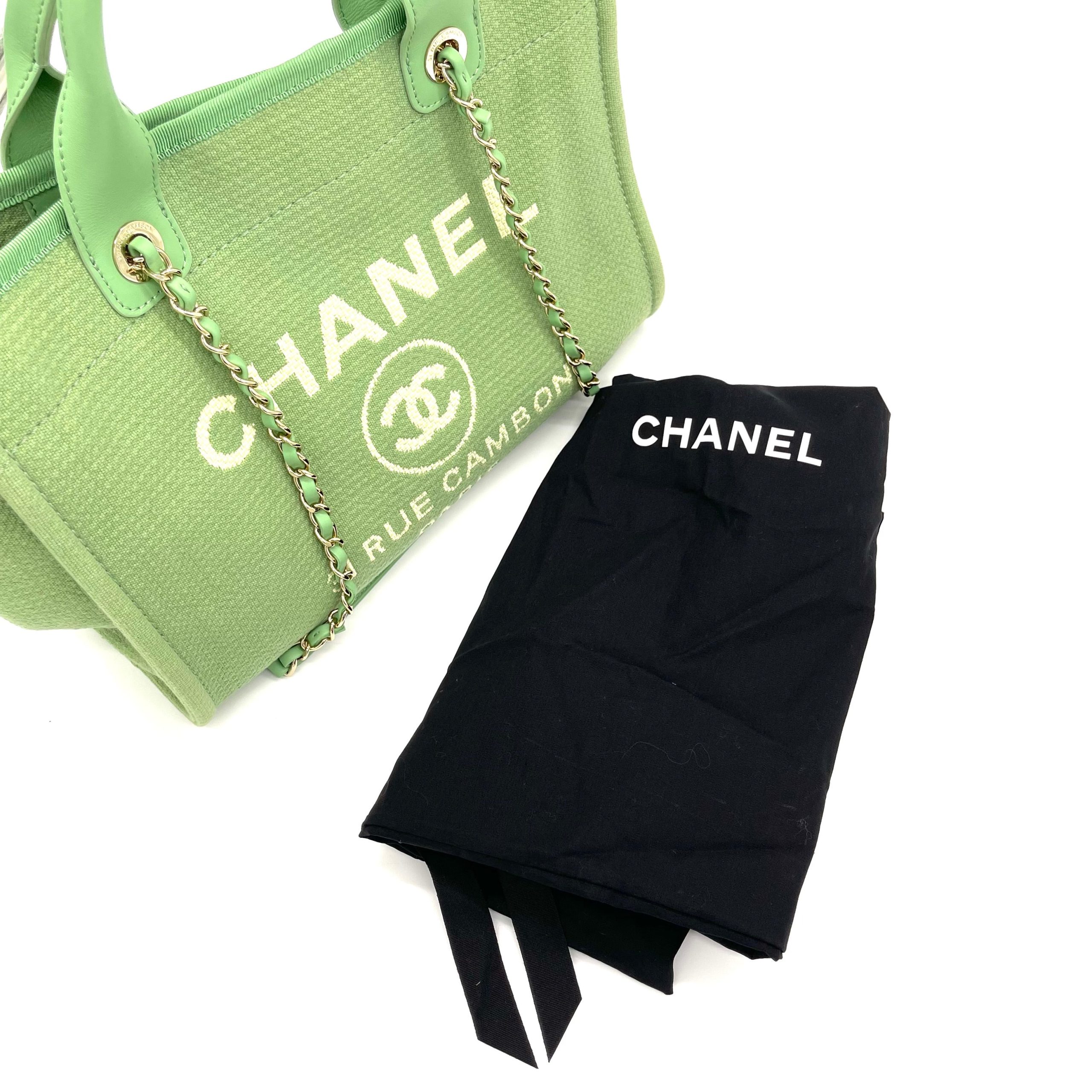 CHANEL Mixed Fibers Small Deauville Tote Green 2023