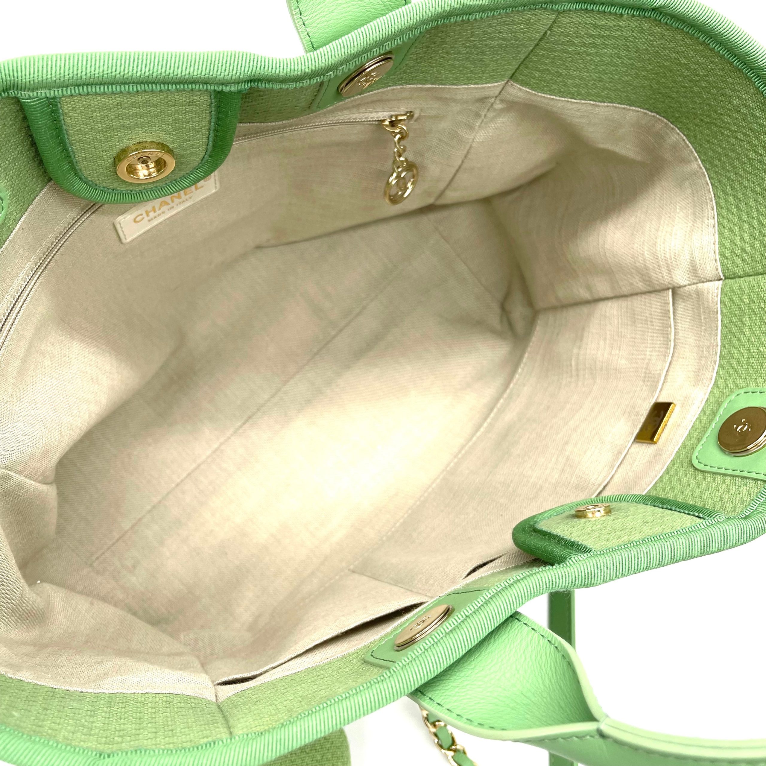 CHANEL Mixed Fibers Small Deauville Tote Green 2023