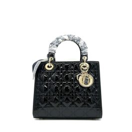 Christian Dior  Patent Cannage Medium Lady Dior Black