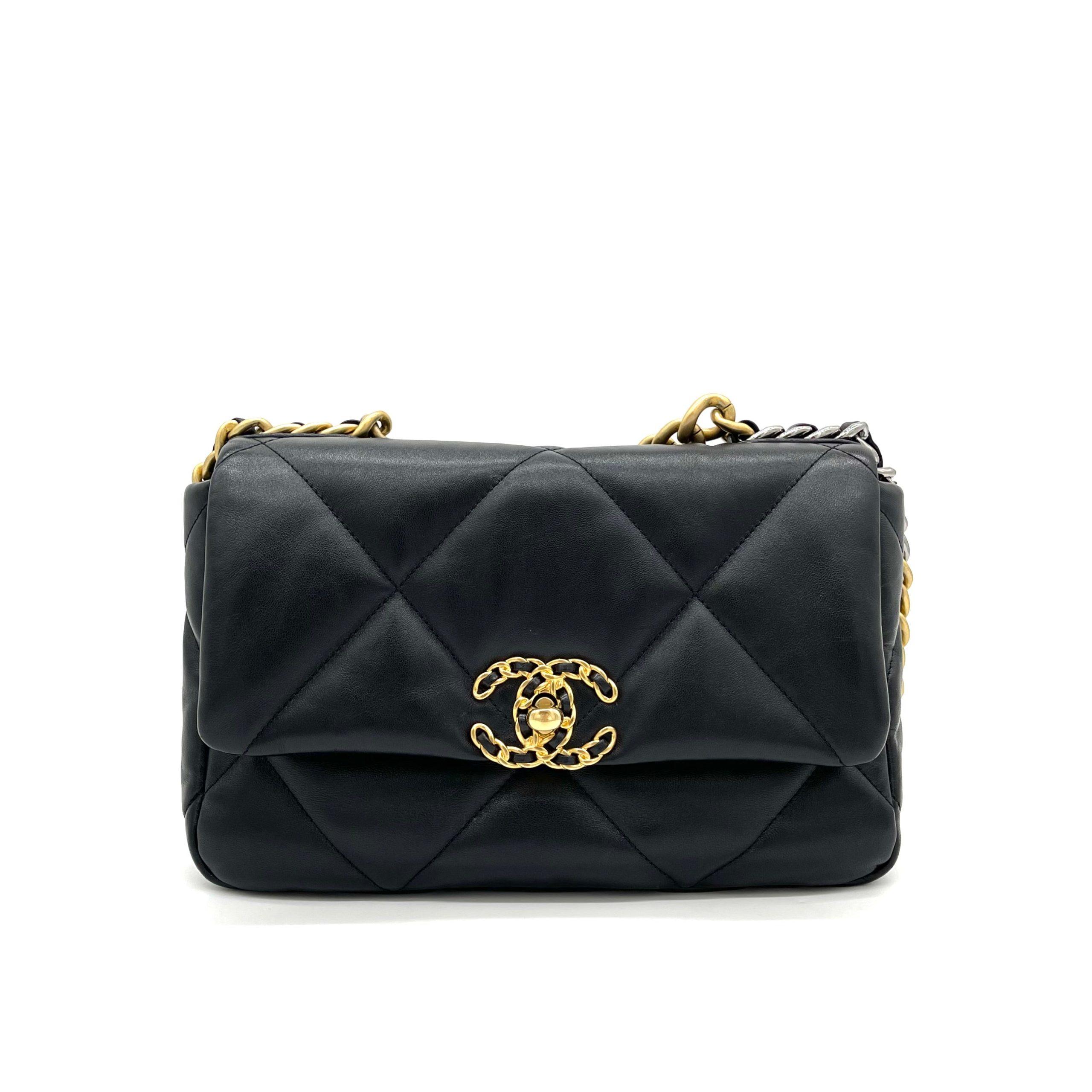 CHANEL Lambskin Quilted Medium Chanel 19 Flap Black 2023