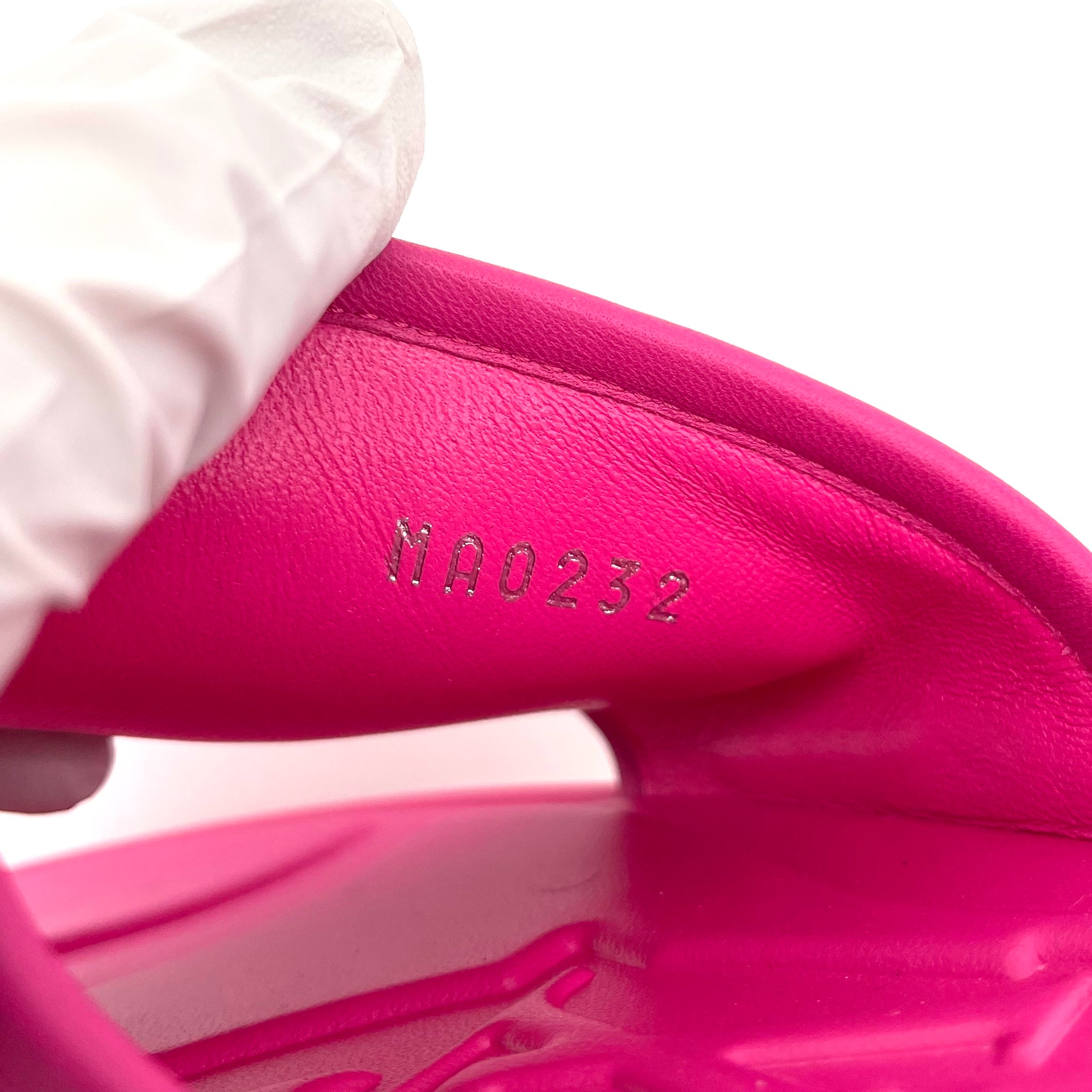 LOUIS VUITTON Lambskin Embossed Monogram Magnetic Flat Mules Size36 Fuchisa MAO232