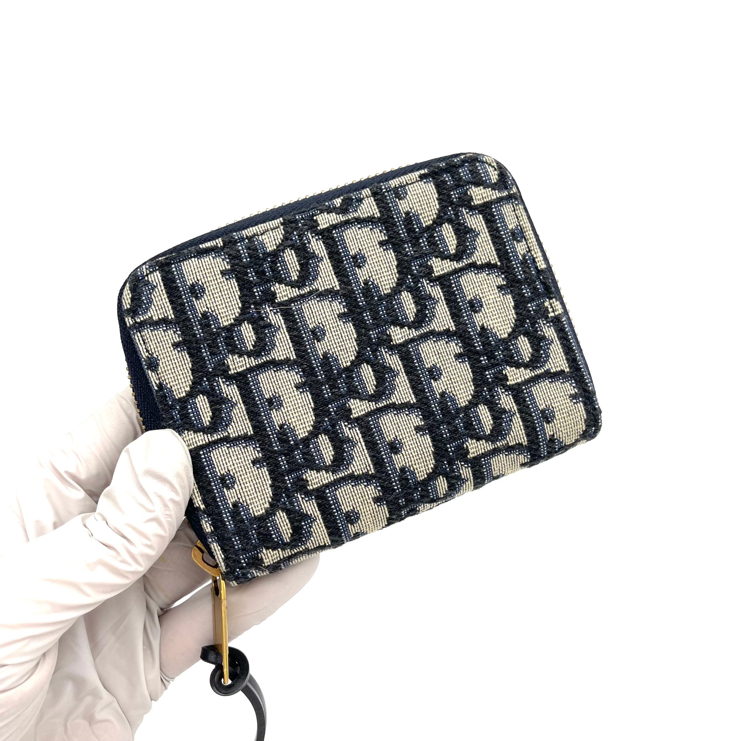 CHRISTIAN DIOR Oblique Zip Coin Pouch Blue