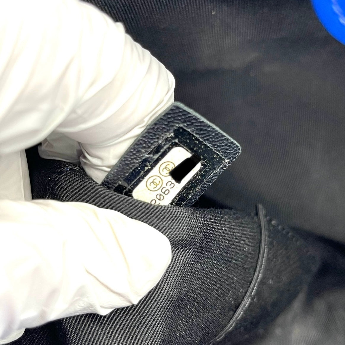 CHANEL Boy Shopping Tote Blue Patent Leather 2015