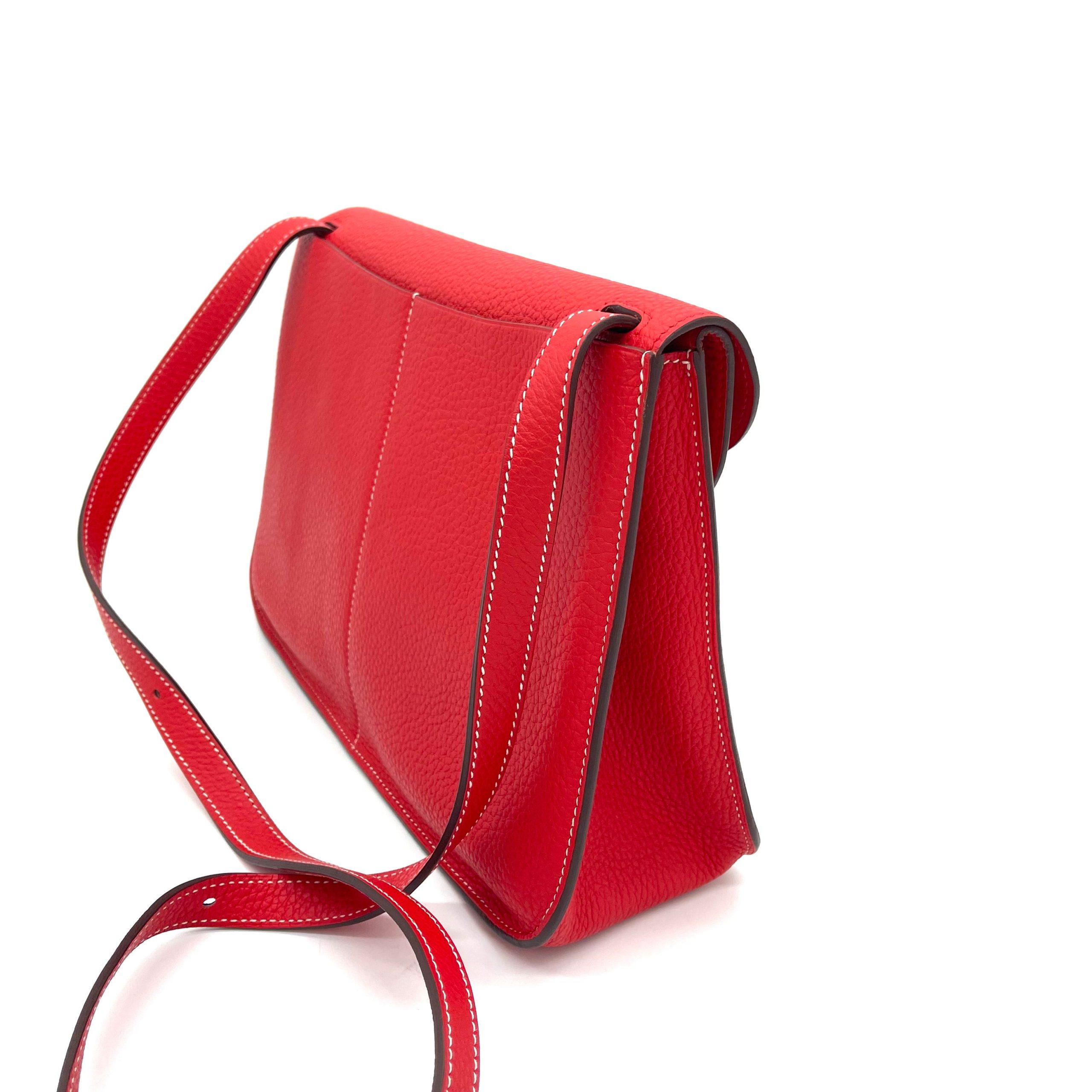 [NEW]HERMES Evercolor Halzan 25 Rouge De Coeur