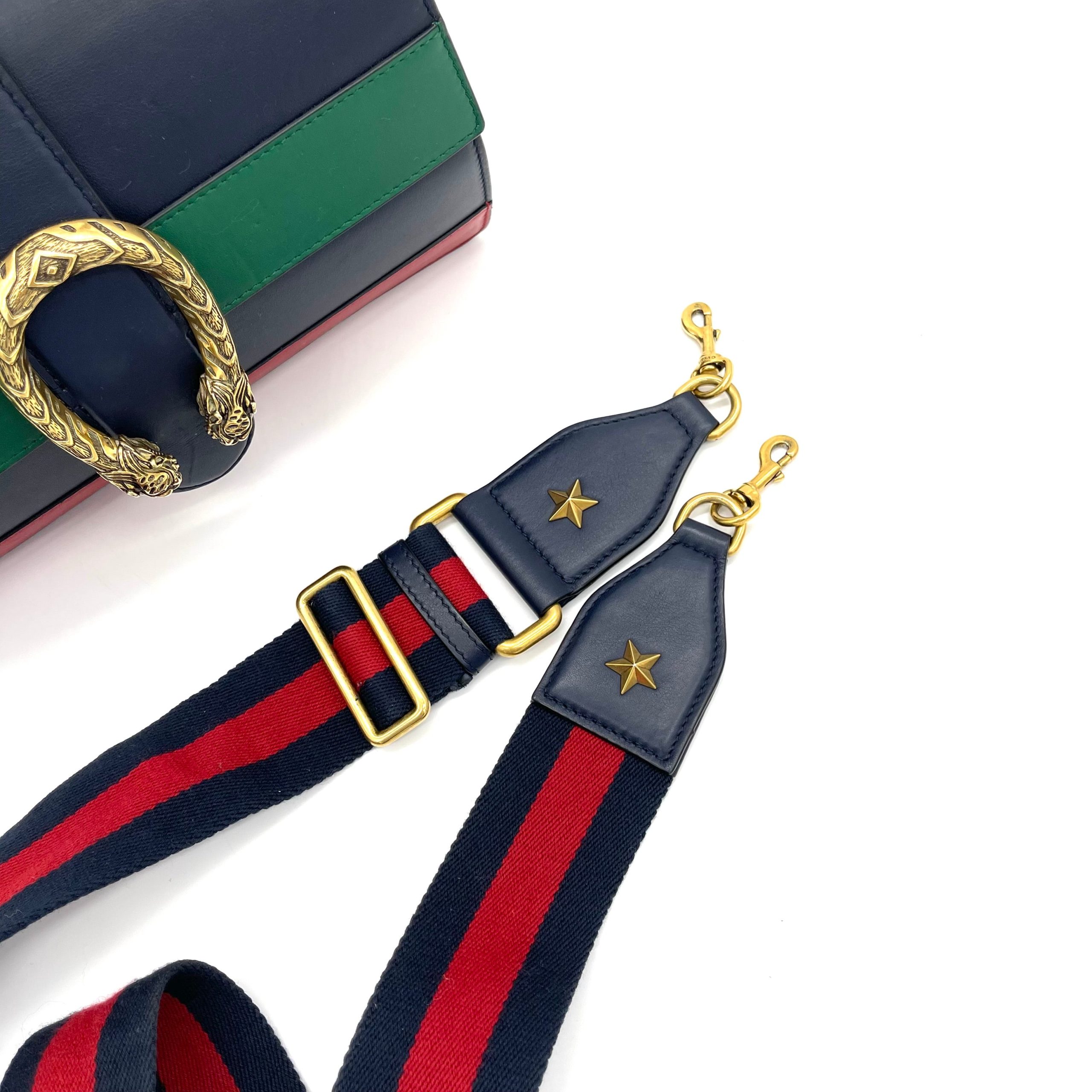 GUCCI Calfskin Bamboo Web Large Dionysus Top Handle Bag Black Bright Evergreen Hibiscus Red