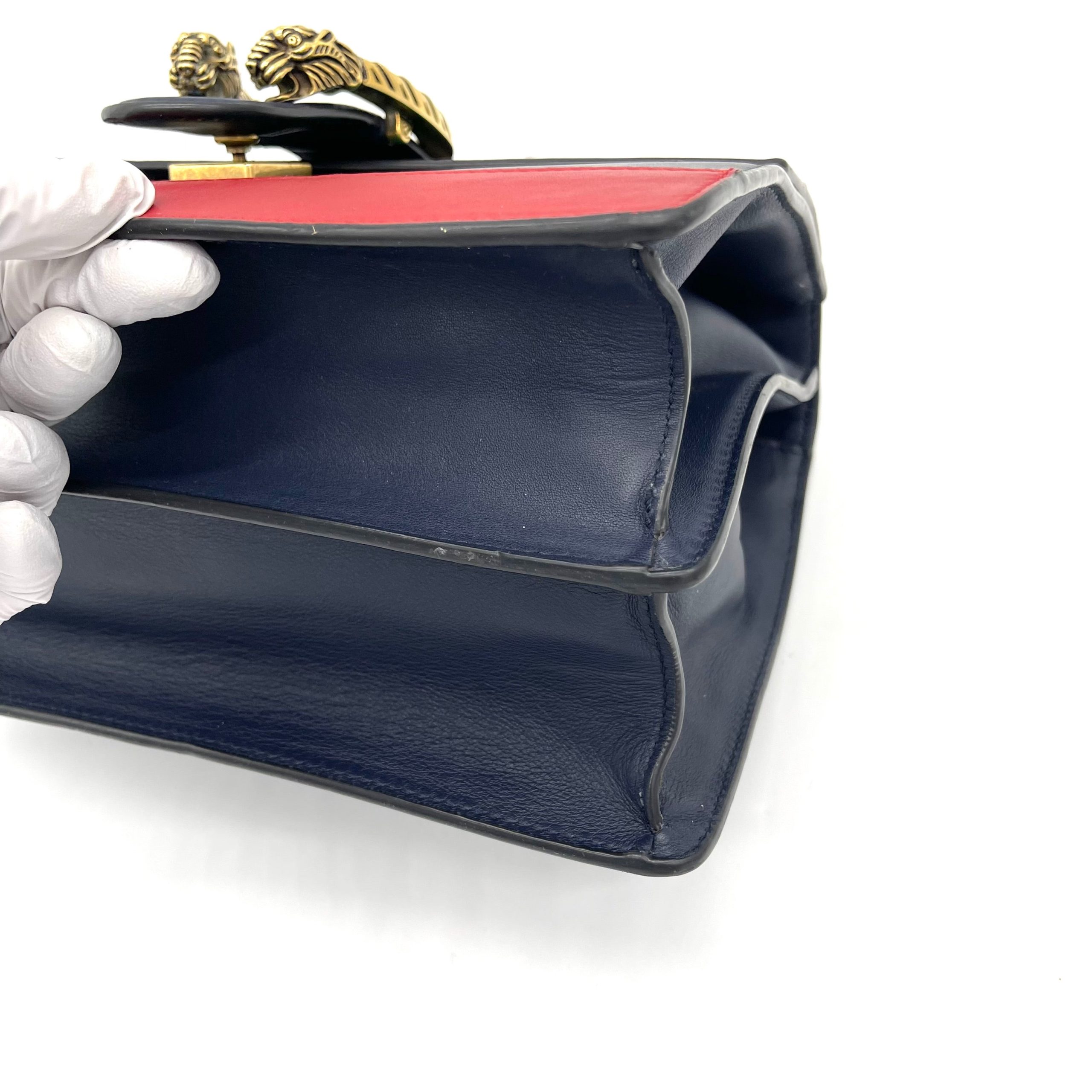 GUCCI Calfskin Bamboo Web Large Dionysus Top Handle Bag Black Bright Evergreen Hibiscus Red