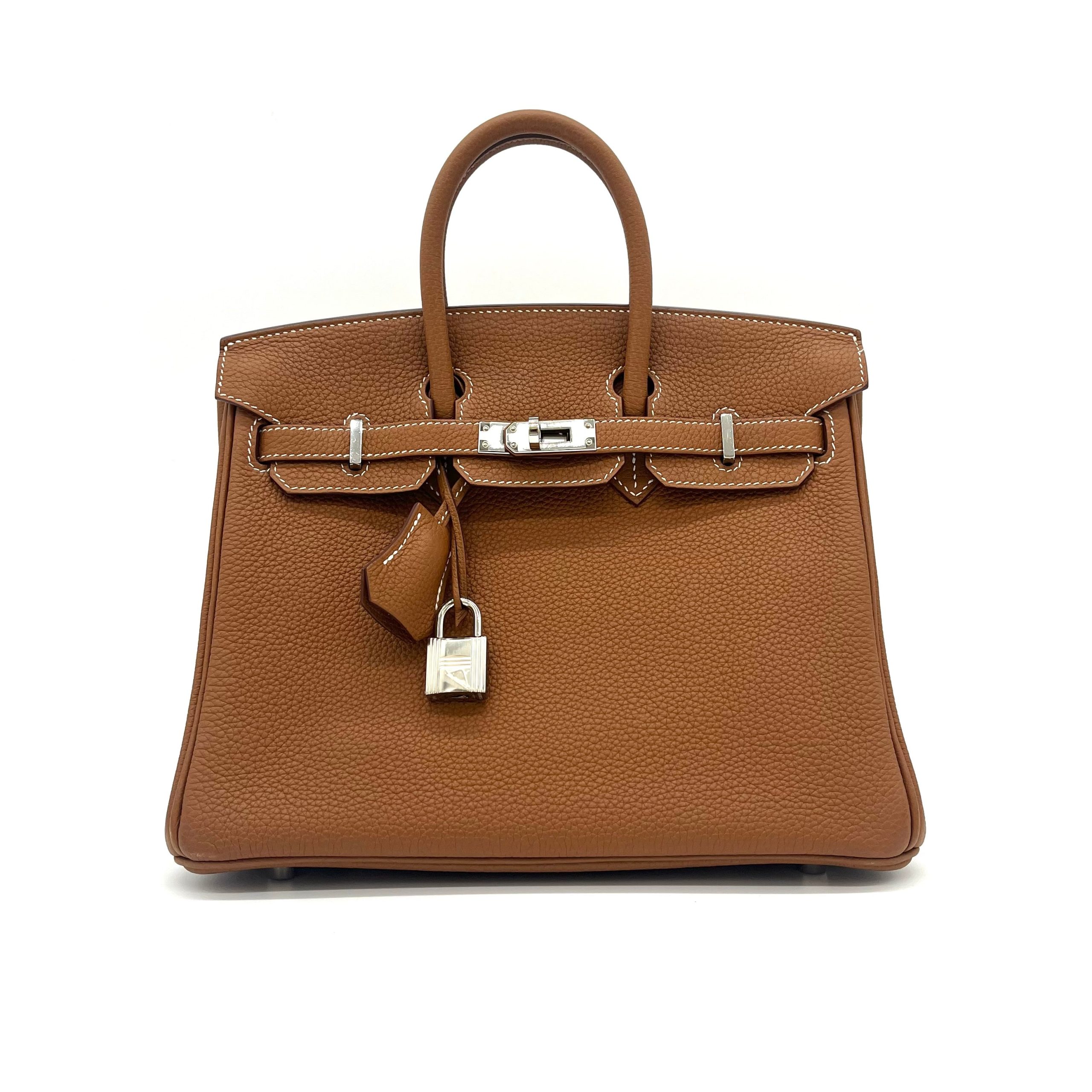 HERMES Togo Birkin 25 Brown Hardware silver