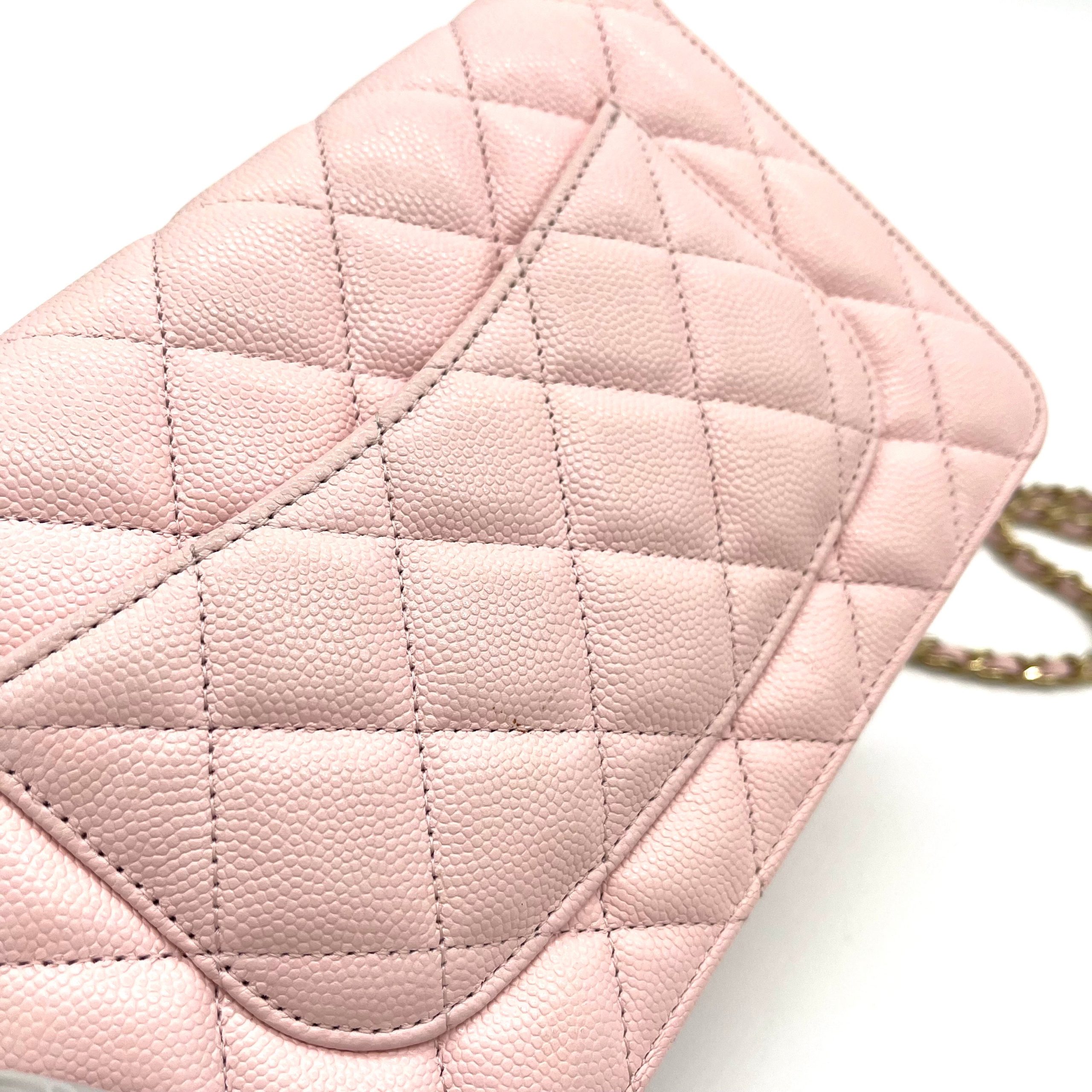 Chanel Caviar Quilted Wallet on Chain WOC Light Pink