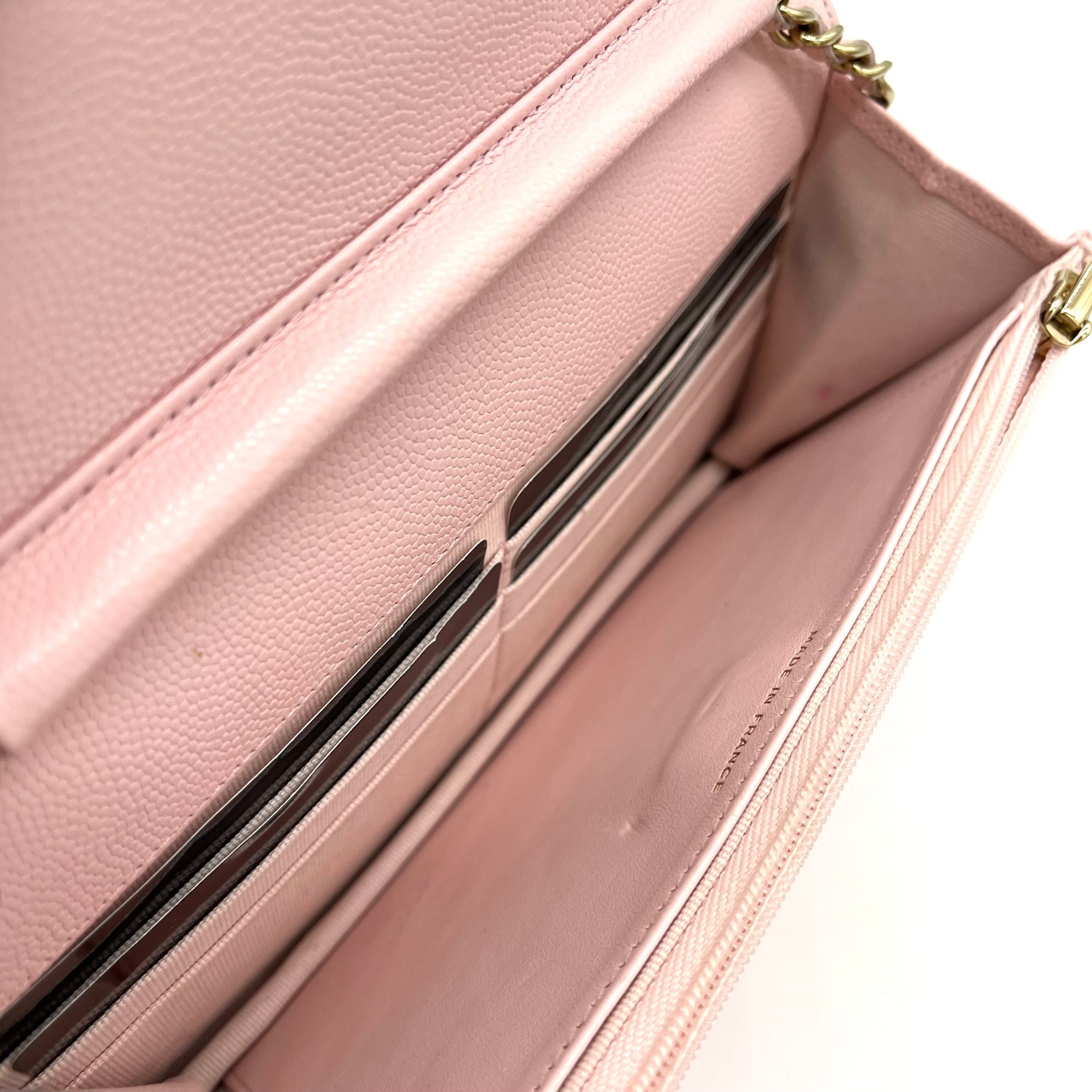 Chanel Caviar Quilted Wallet on Chain WOC Light Pink