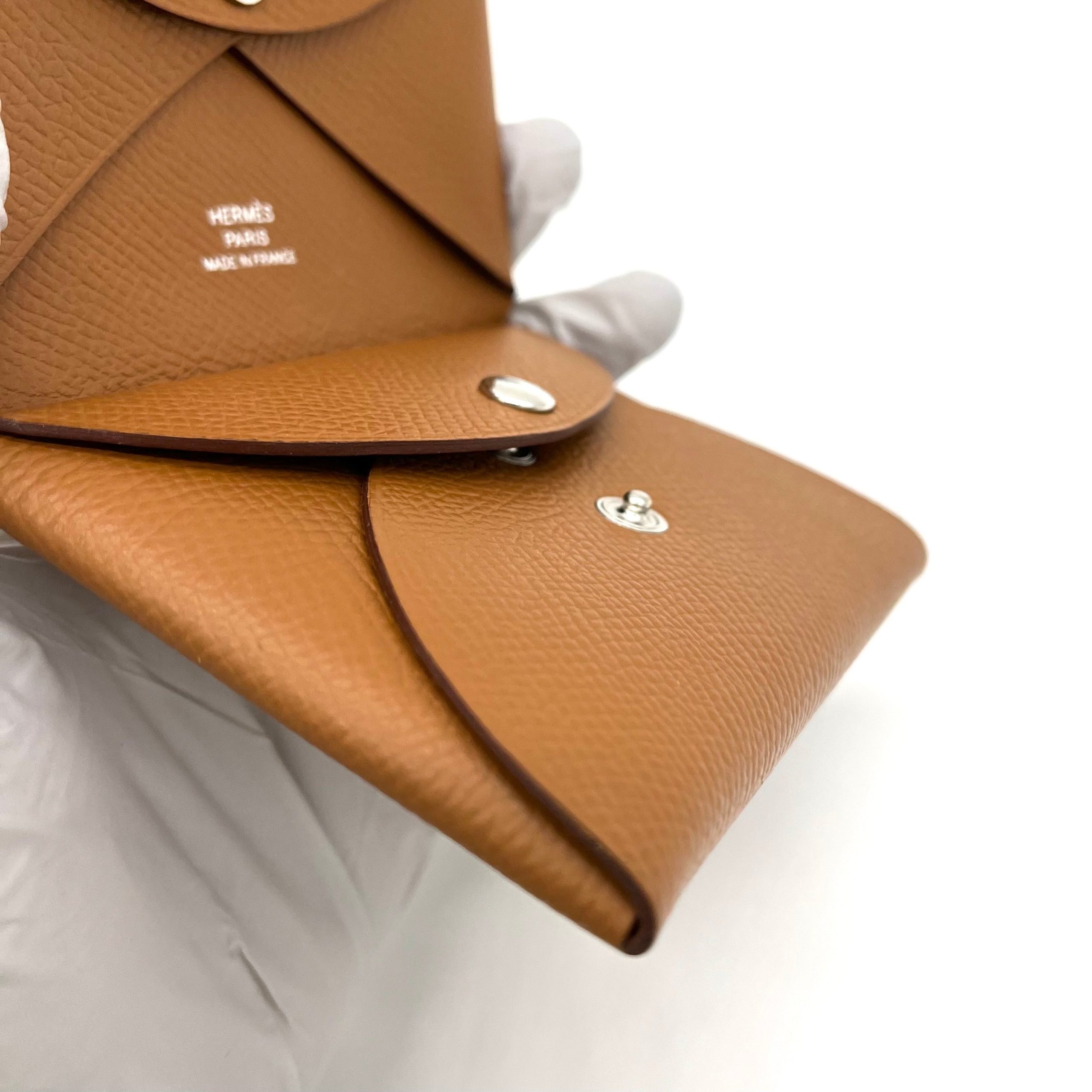 Hermes Epsom Calvi Duo Card Case Gold